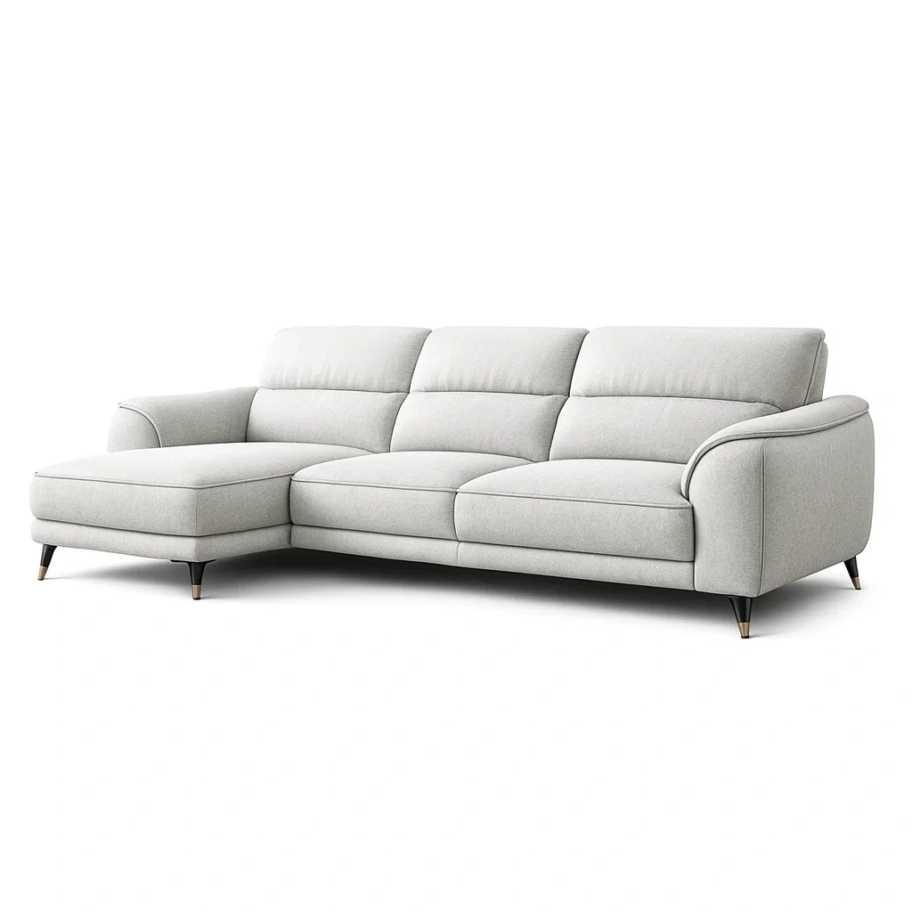 Sofa Grey Fabric L Shaped Sectional with Metal Legs-Mobieta