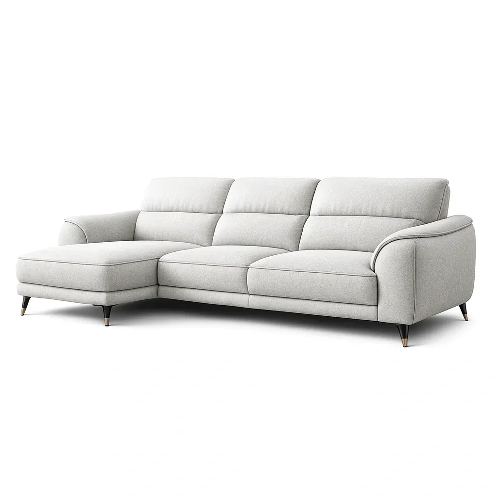 Sofa Grey Fabric L Shaped Sectional with Metal Legs-Mobieta