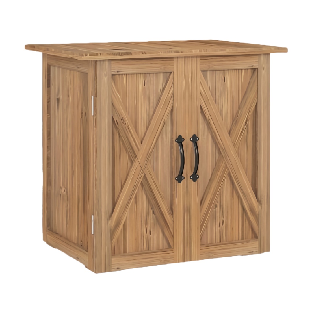 Solid Wood Rustic Storage Cabinet with Double Barn Doors-furniblend.com