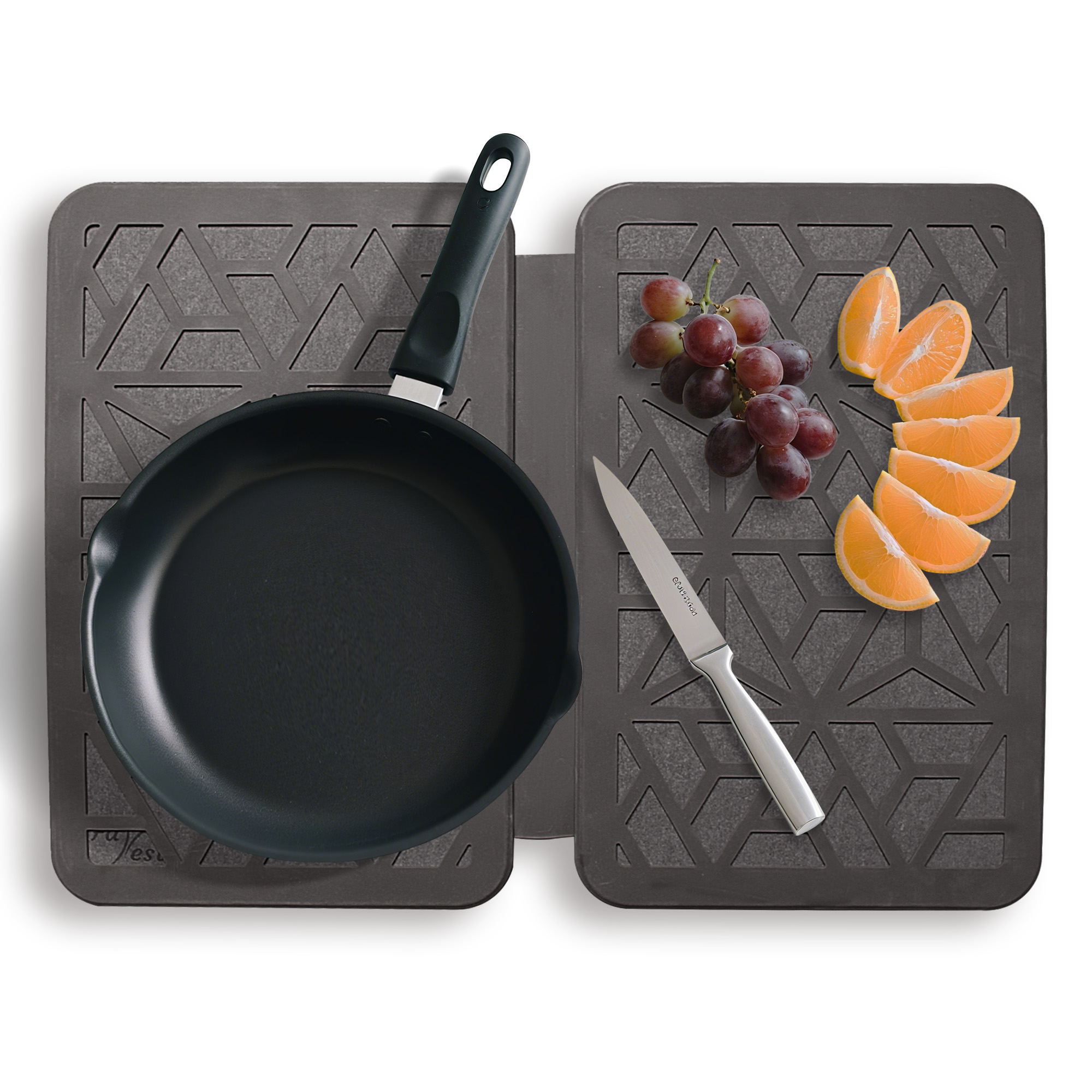 Farest Stone Dish Drying Mat – Quick-Drying, Super-Absorbent Foldable Kitchen Pad with Silicone Webbing for Dish Protection, Fast Drying, Dark Grey