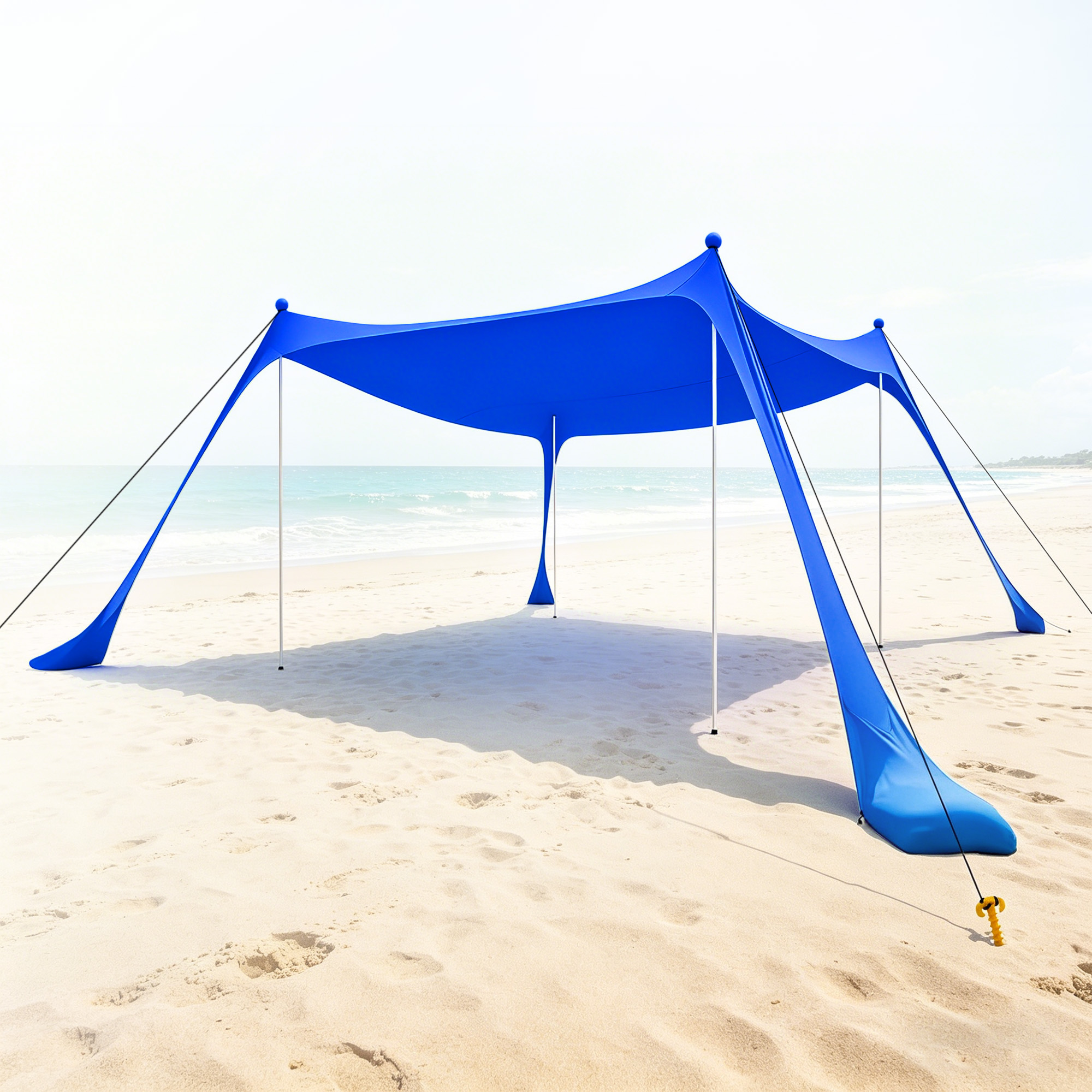 Beach Tent Sun Shelter UPF50+ - Easy Pop Up Beach Canopy - Outdoor Shade for Camping Trips, Fishing, Backyard Fun Picnics - Sand Shovel, Ground Pegs & Stability Poles, Indigo