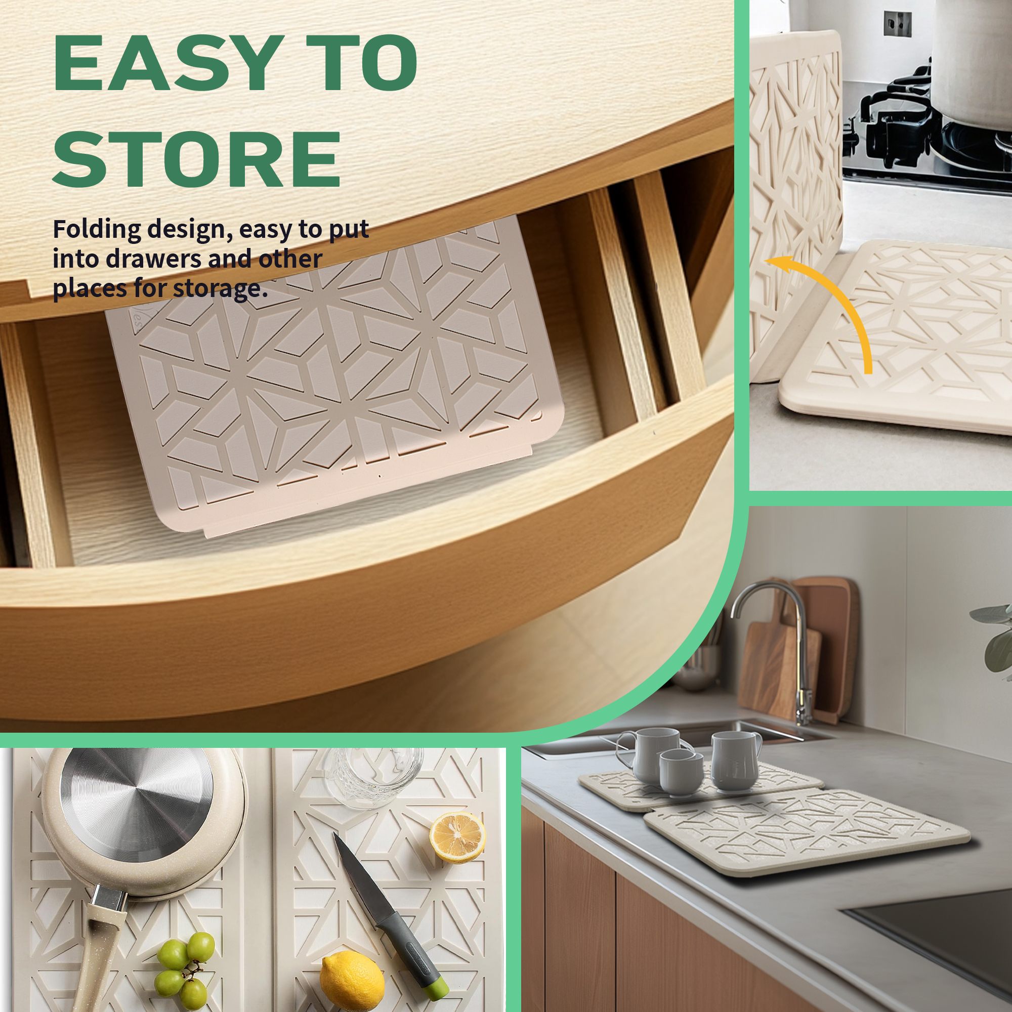 [Copy]Farest Stone Dish Drying Mat – Quick Drying, Super-Absorbent Foldable Dish Pad with Silicone Webbing for Dish Protection, Fast-Drying, Dark Grey