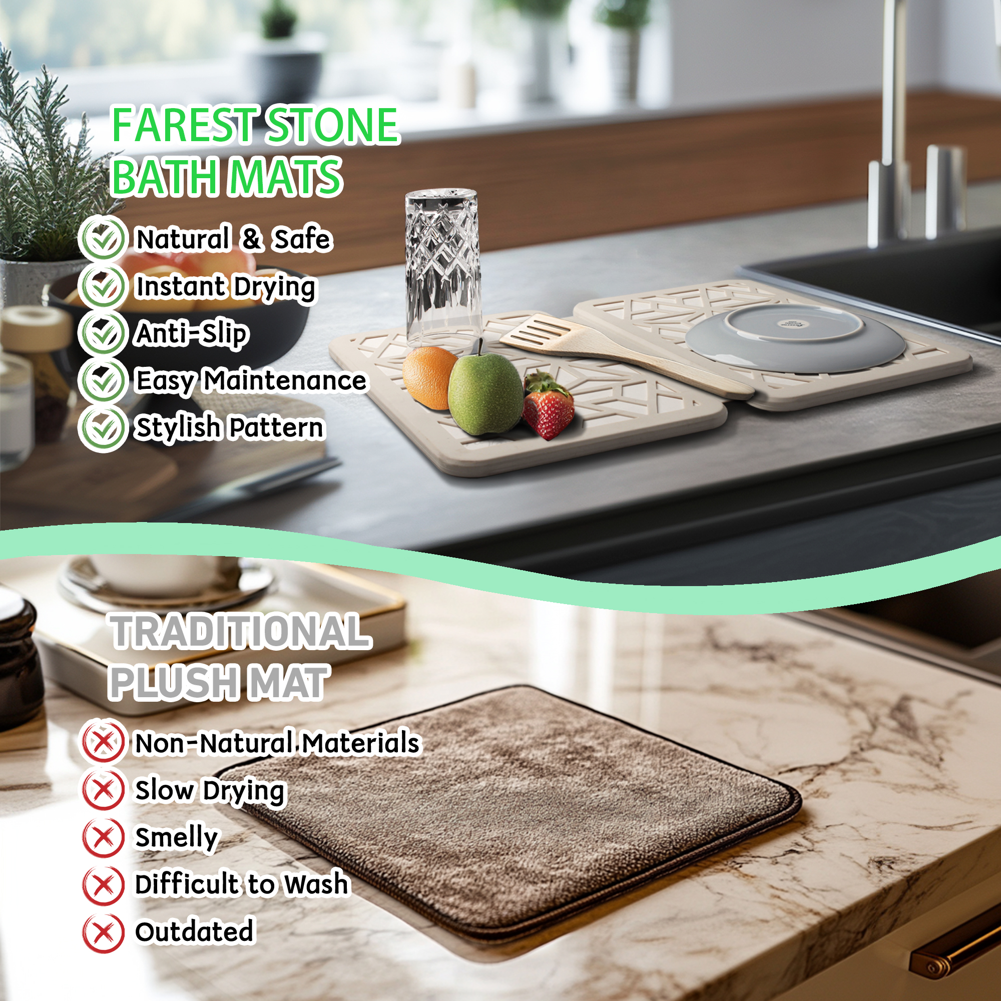 [Copy]Farest Stone Dish Drying Mat – Quick Drying, Super-Absorbent Foldable Dish Pad with Silicone Webbing for Dish Protection, Fast-Drying, Dark Grey