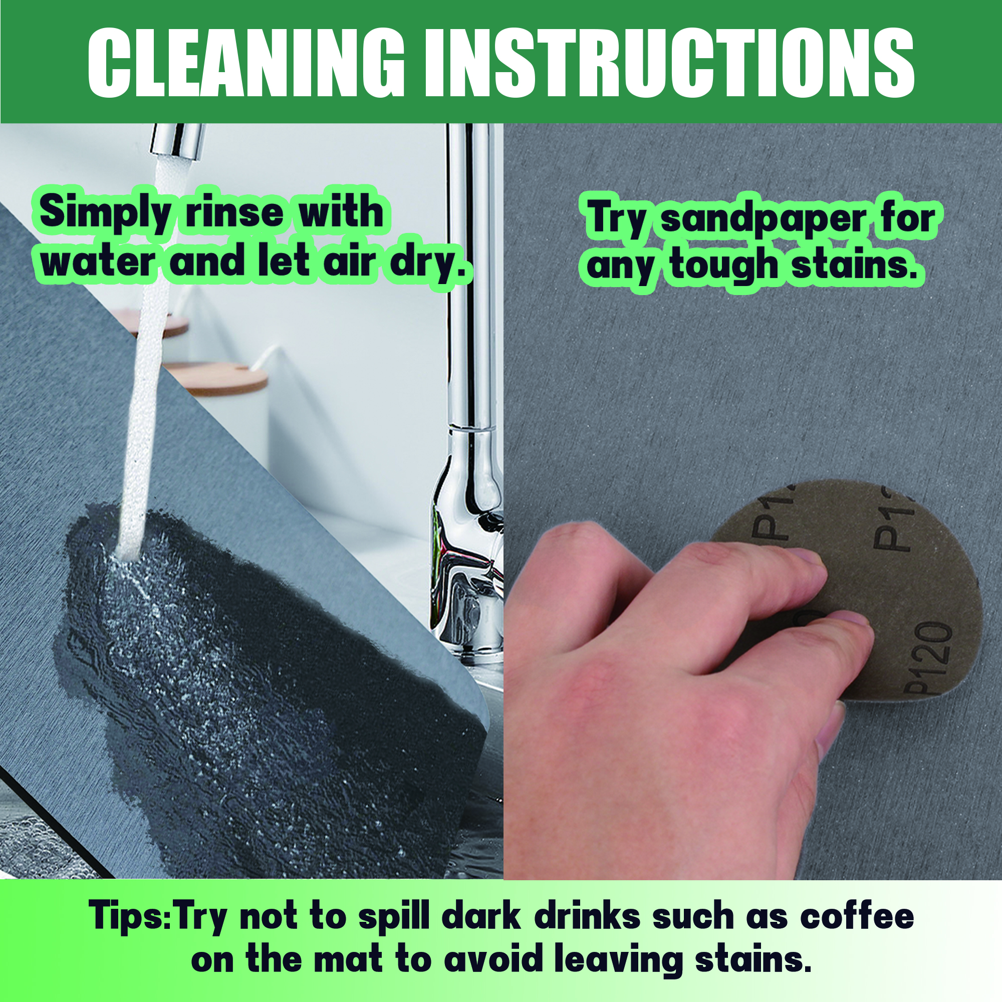 Farest Stone Dish Drying Mat – Quick Drying, Super-Absorbent Foldable Dish Pad with Silicone Webbing for Dish Protection, Fast-Drying, Dark Grey