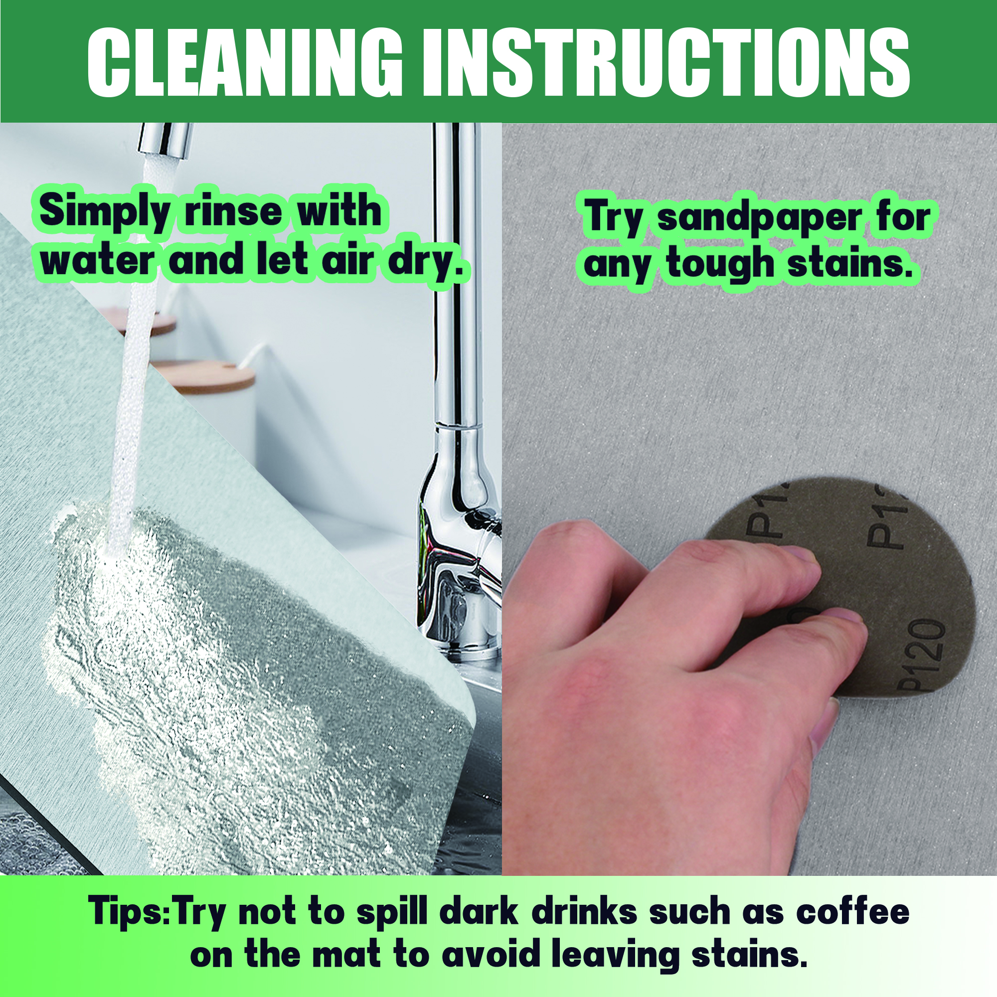 Farest Stone Dish Drying Mat – Quick Drying, Super-Absorbent Foldable Dry Pad with Silicone Webbing for Dish Protection, Fast-Drying, Light Grey