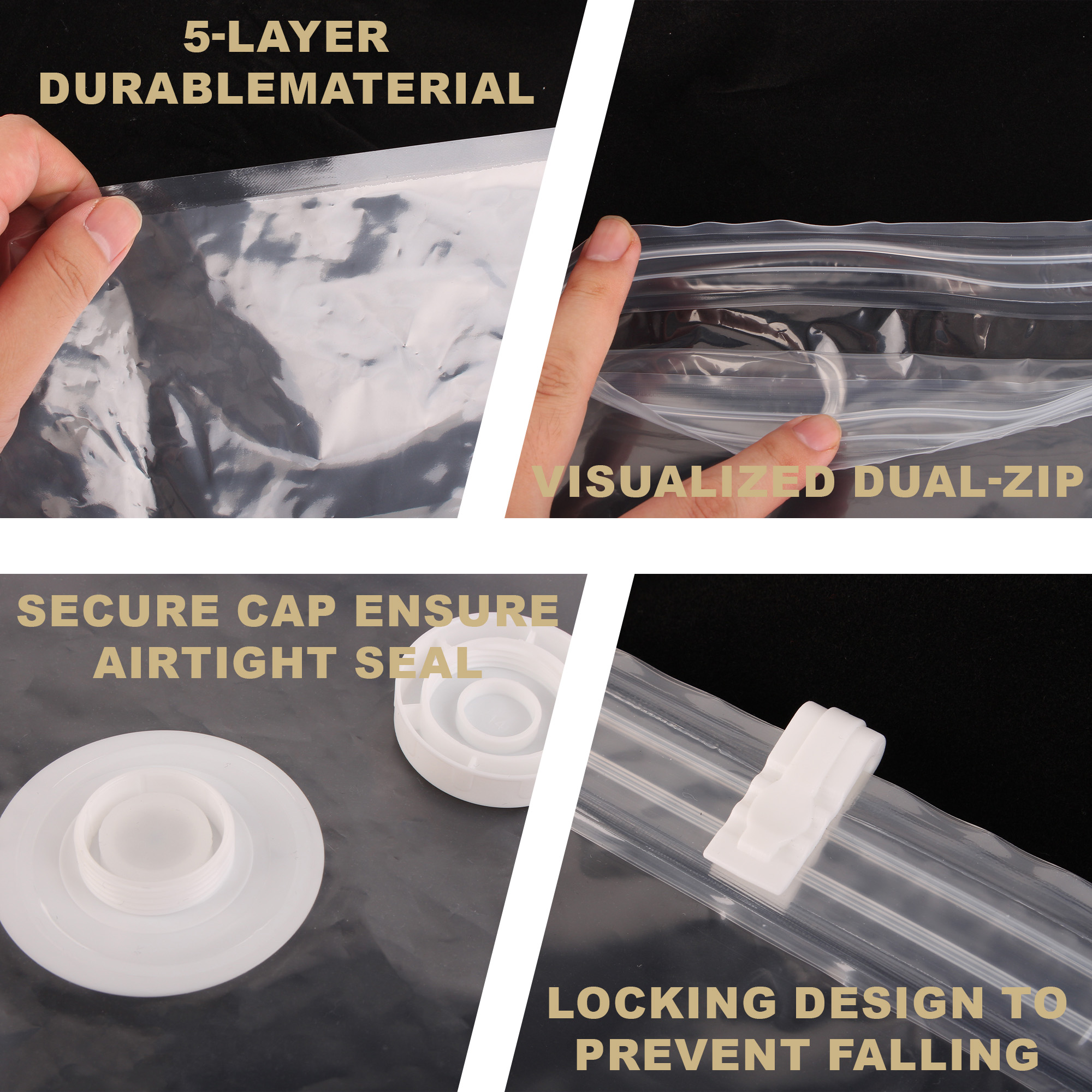 Hanging Vacuum Storage Bags,Hanging Vacuum Sealer Storage Space Saver Bags for Clothes, Suits, Coats, Dresses, Jackets, Reusable Compressed Vacuum Bags Closet Organizers,5 Pack(3 Long,2 Short)