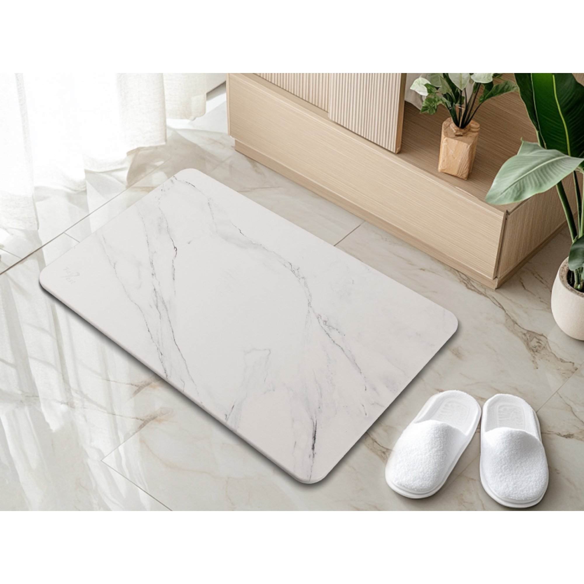 Stone Bath Mat Diatomaceous Earth Shower Mat Non-Slip Super Absorbent Diatomite Stone Bath Mats for Bathroom Floor Quick Drying Natural Easy to Clean (23.5 x 15) - Sandstone