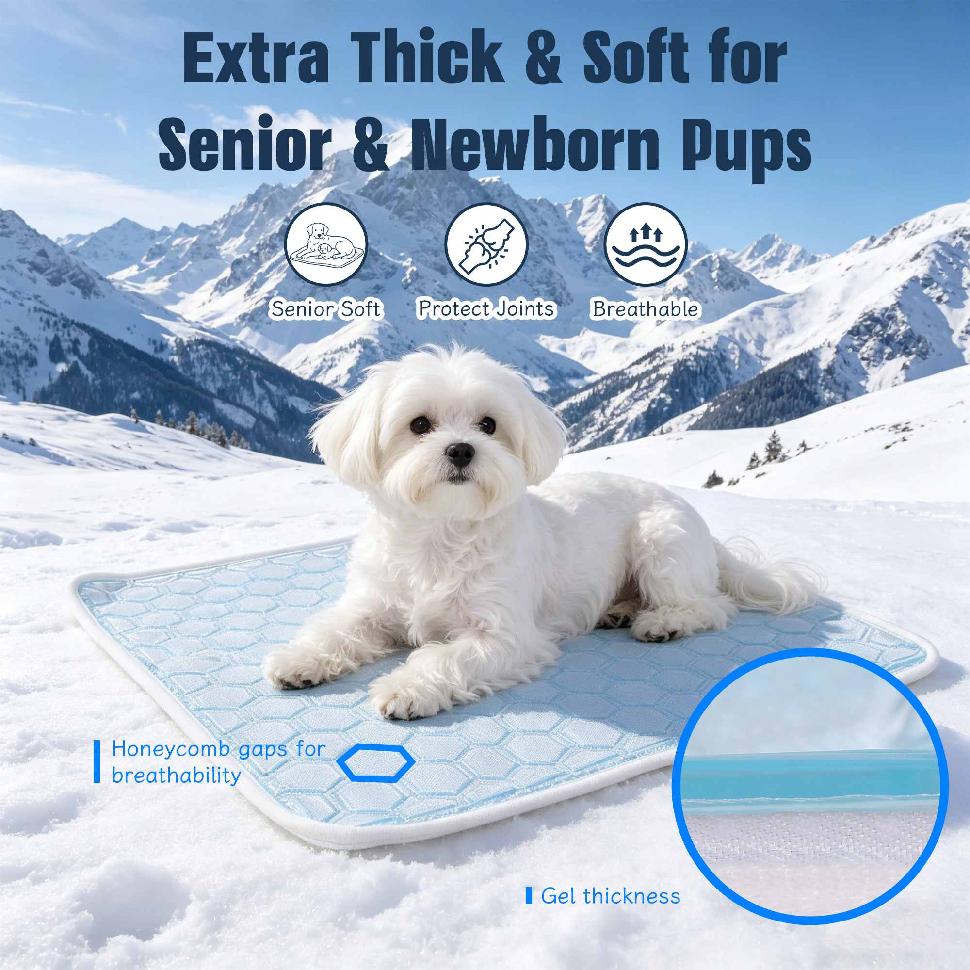 Dog Cooling Mat, Pet Cooling Mat with Non-Toxic Solid Gel, Self-Cooling Pad for Dogs, Waterproof, Durable Cooling Bed for Indoor, Outdoor, Summer
