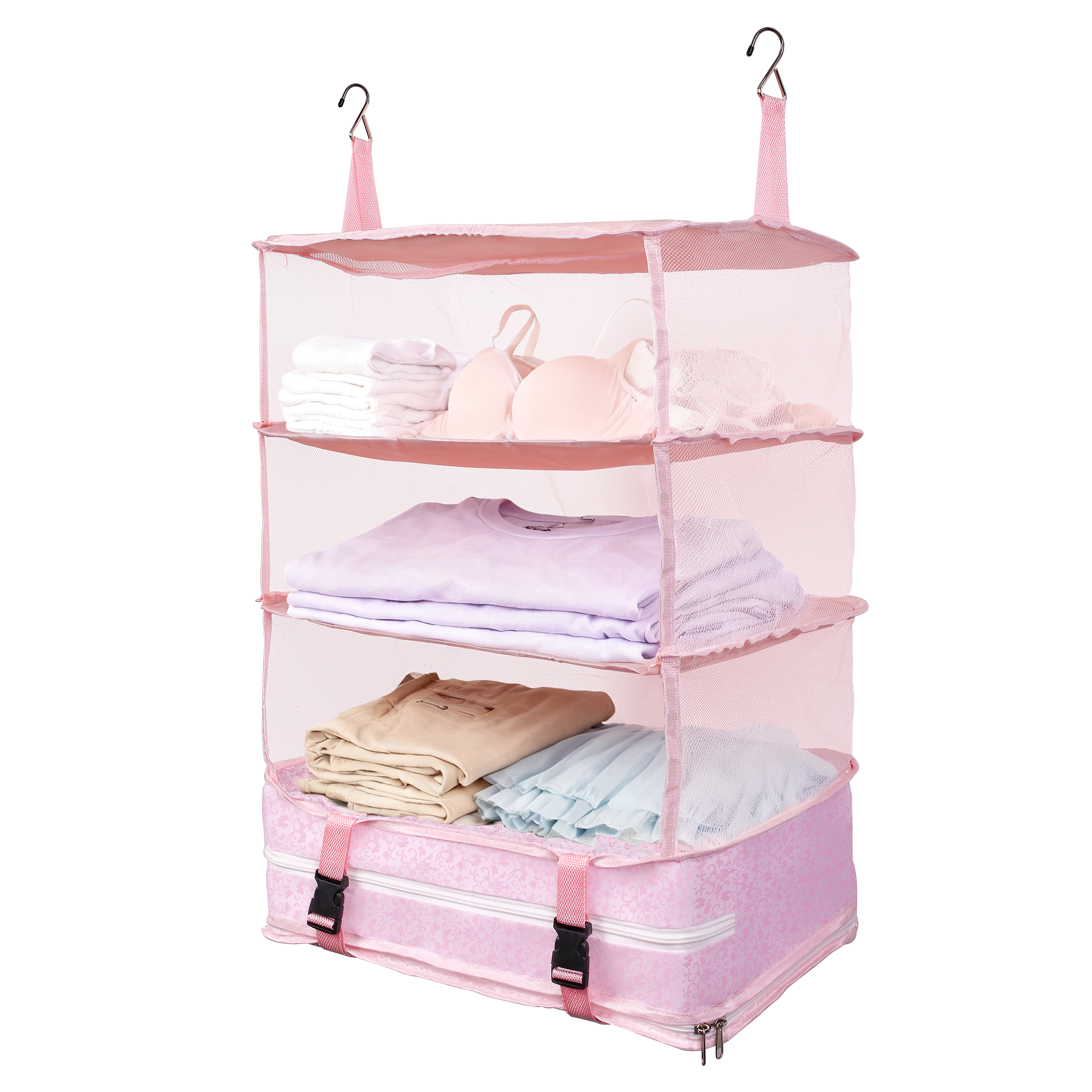 FaRest Polyester Hanging Packing Organizer, Pink, 1 Count