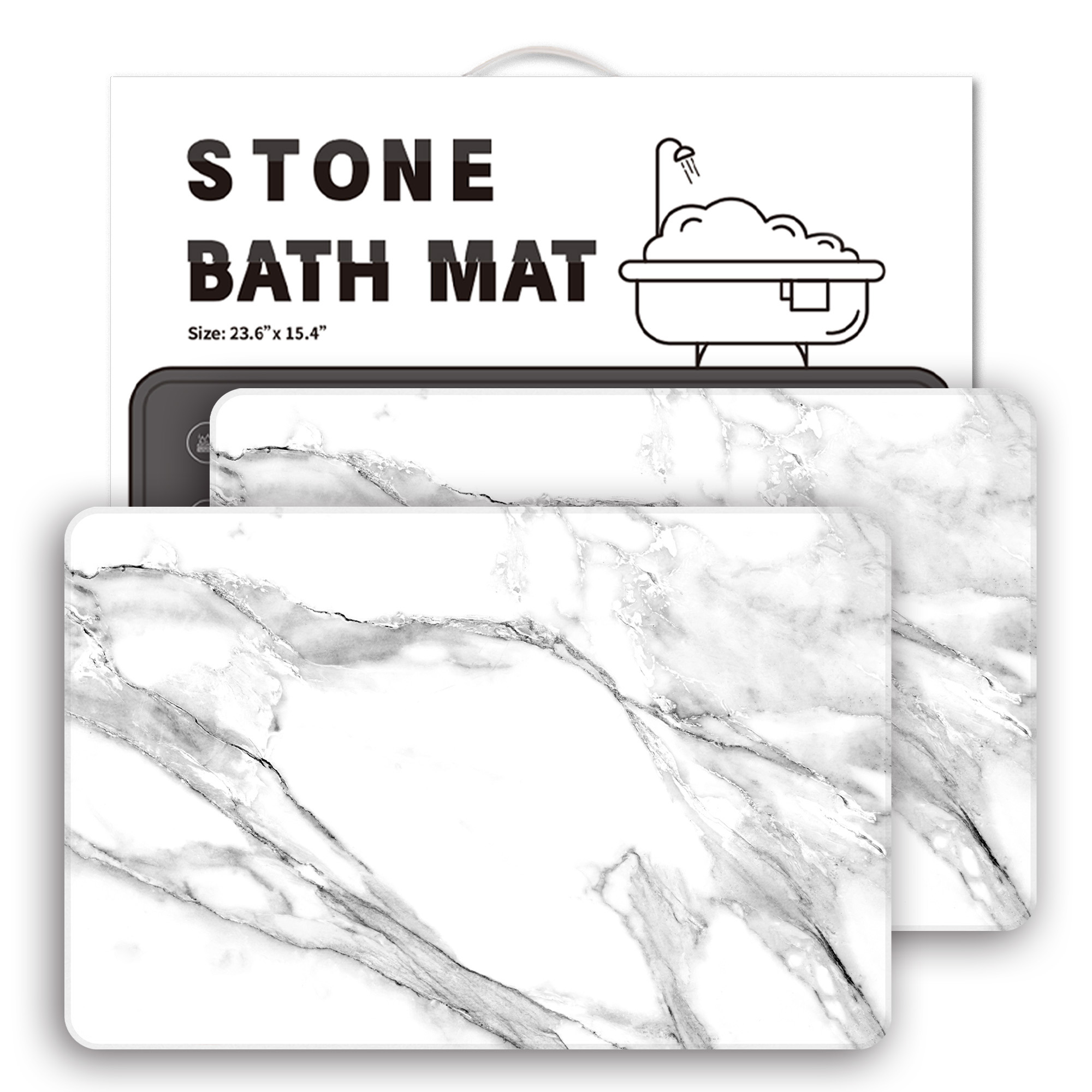 Stone Bath Mat for Bathroom Non Slip Super Absorbent Quick Dry Diatomaceous Earth Bath Mat | Diatomite Stone Bath Shower Mat | Drying Mat for Kitchen Counter | Gray
