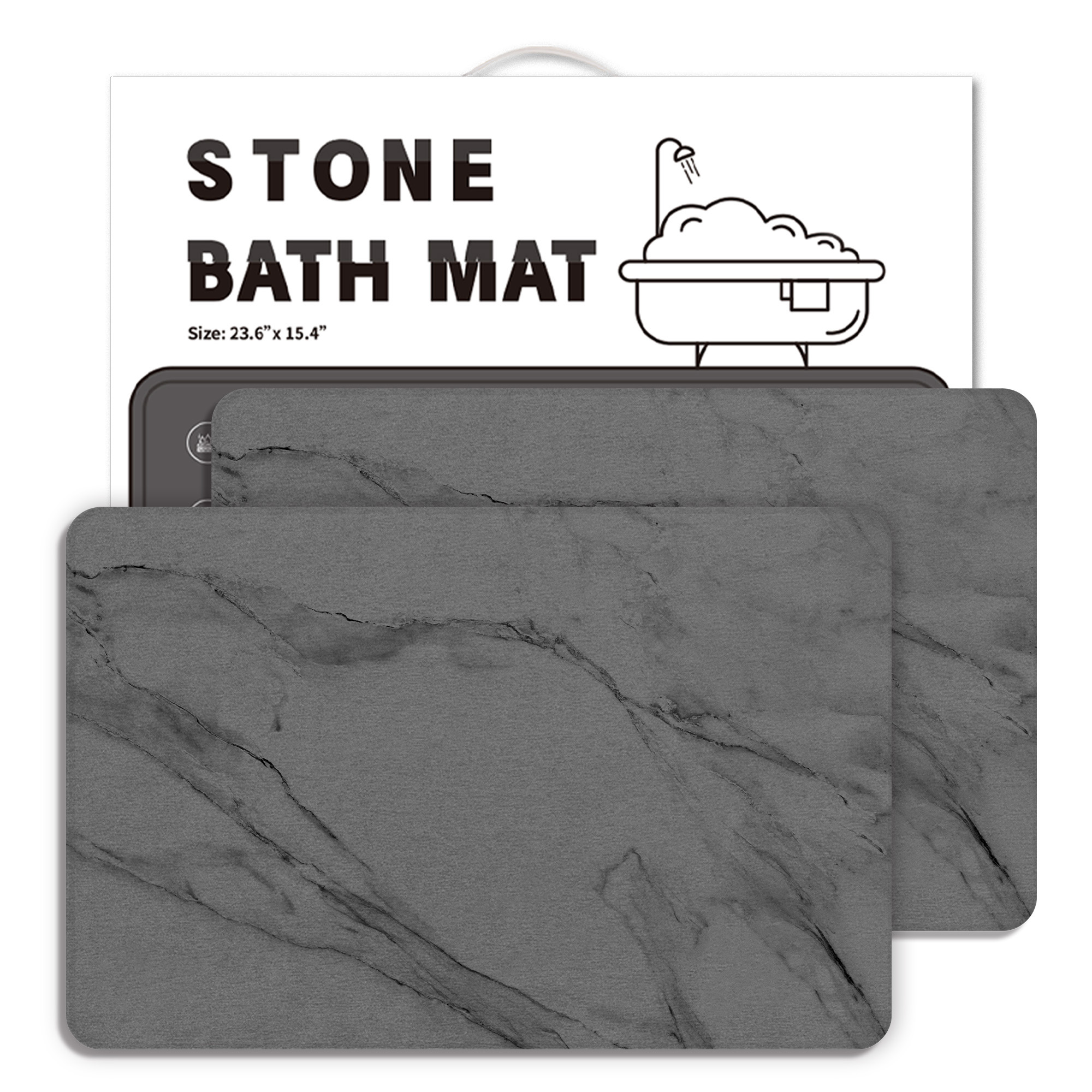 Stone Bath Mat Diatomaceous Earth Shower Mat Non-Slip Super Absorbent Diatomite Stone Bath Mats for Bathroom Floor Quick Drying Natural Easy to Clean (23.5 x 15) - Sandstone
