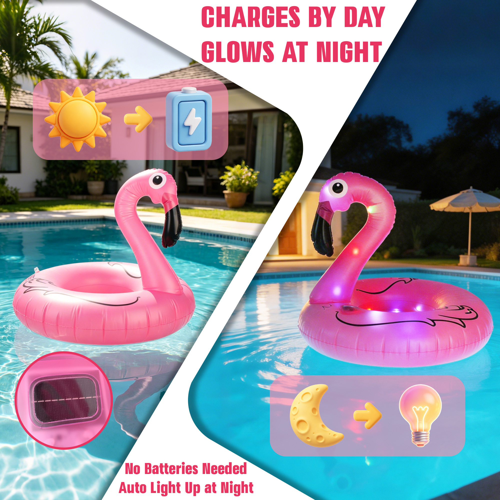 Solar Inflatable Swan Pool Floats with Lights, LED RGB Color Changing Light Up Pool Floats Adult, 42'' Large Swan Pool Floaties, Lake Floats Summer Pool Raft Lounge for Adults