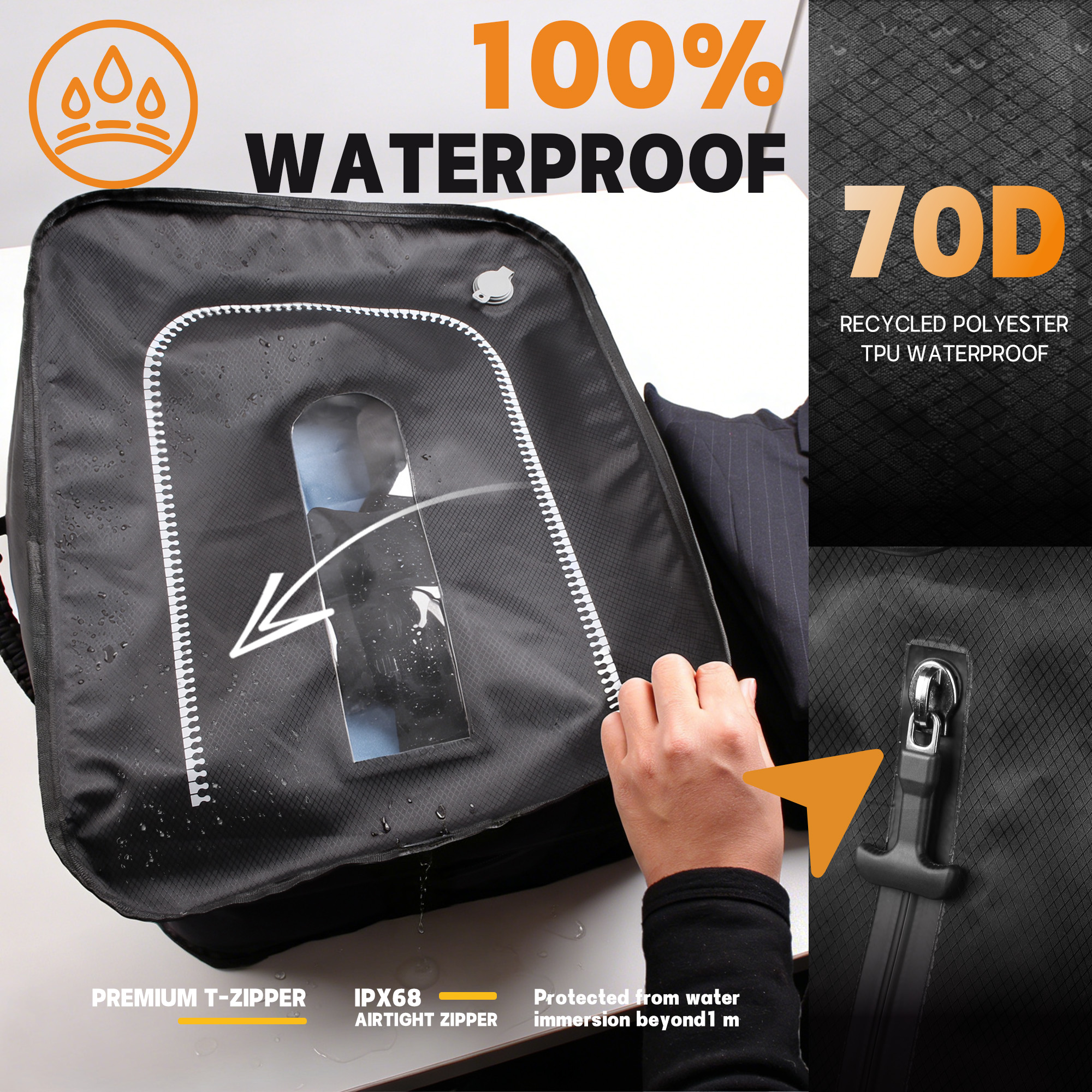 Vacuum Travel Kit, Reusable Vacuum Compression Travel Bag for Carry-On Suitcase and Backpack, 180° Open Vacuum Seal Packing Cube for Cloth, IPX7 Waterproof Travel Vacuum Bags with Pump(1PC+Pump, 49L)