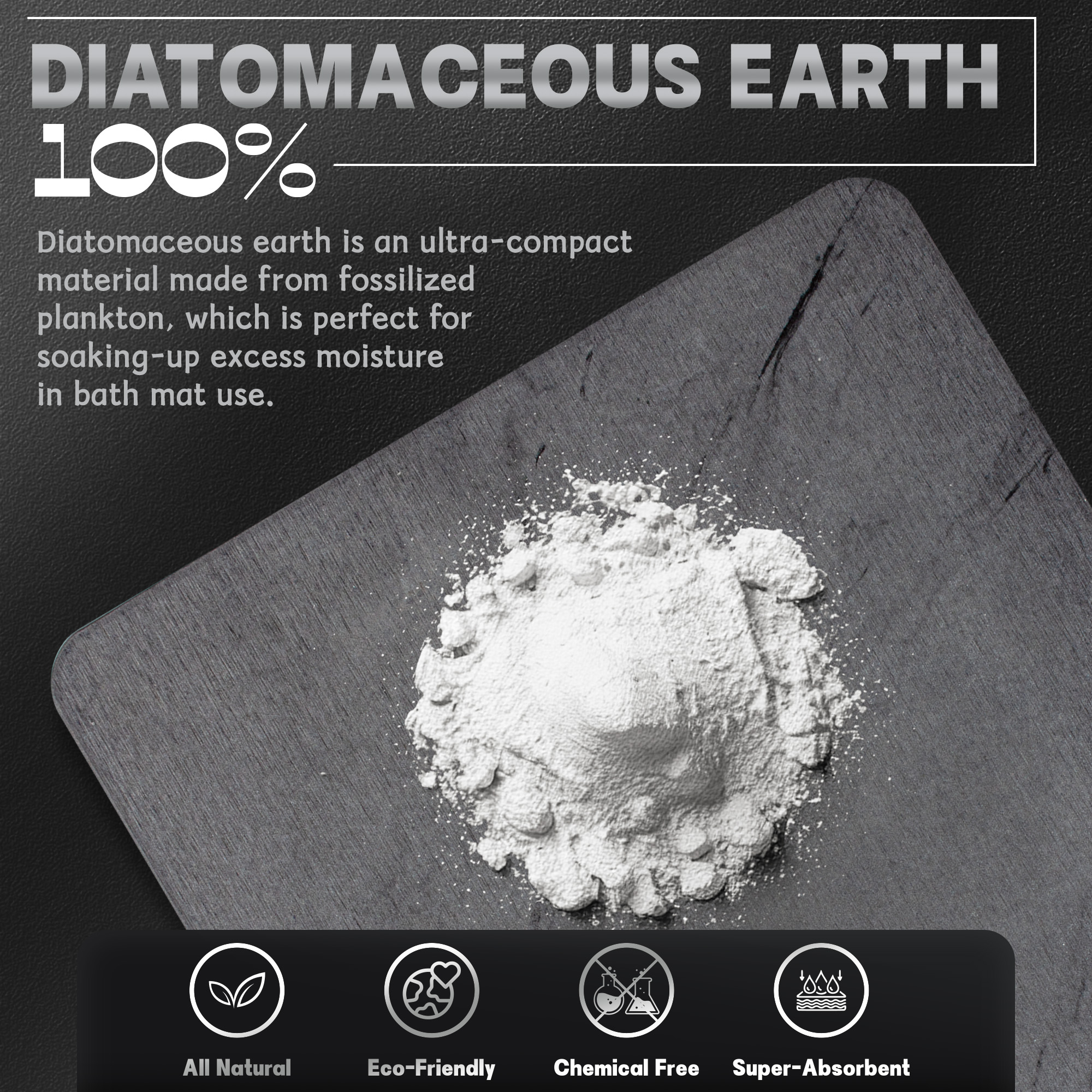 Stone Bath Mat Diatomaceous Earth Shower Mat Non-Slip Super Absorbent Diatomite Stone Bath Mats for Bathroom Floor Quick Drying Natural Easy to Clean (23.5 x 15) - Sandstone