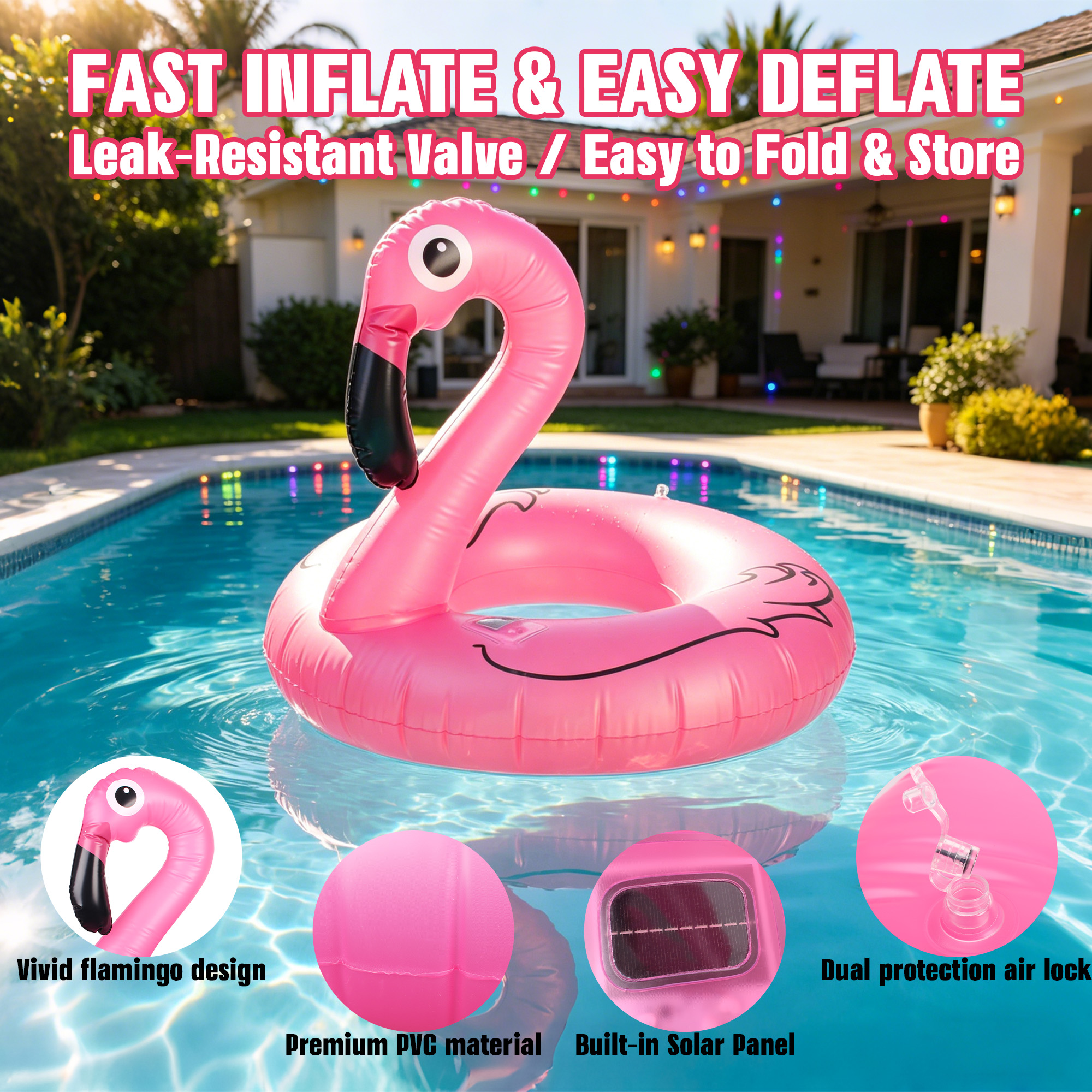 Solar Inflatable Swan Pool Floats with Lights, LED RGB Color Changing Light Up Pool Floats Adult, 42'' Large Swan Pool Floaties, Lake Floats Summer Pool Raft Lounge for Adults