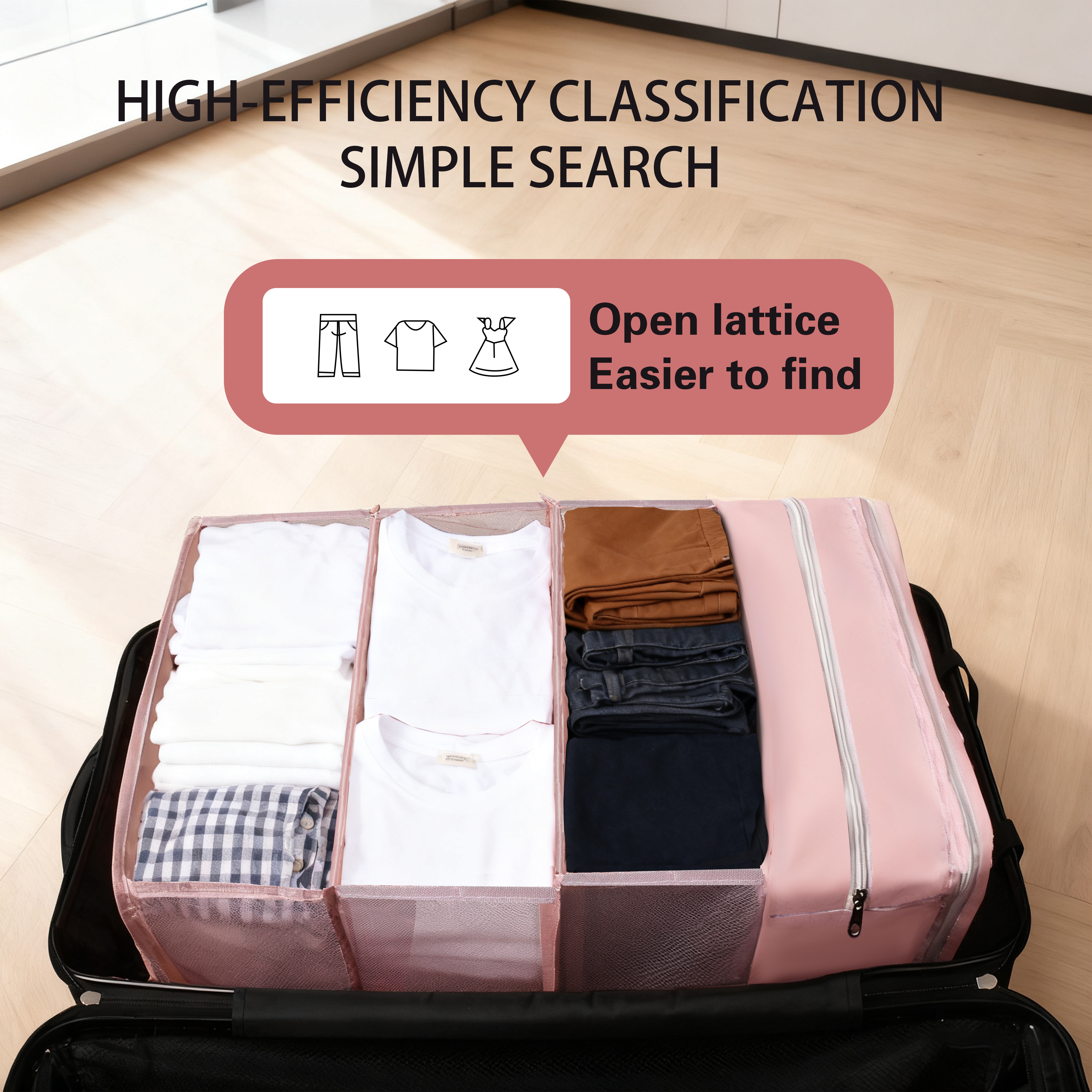 FaRest Polyester Carry on Hanging Travel Closet Organizer, Pink