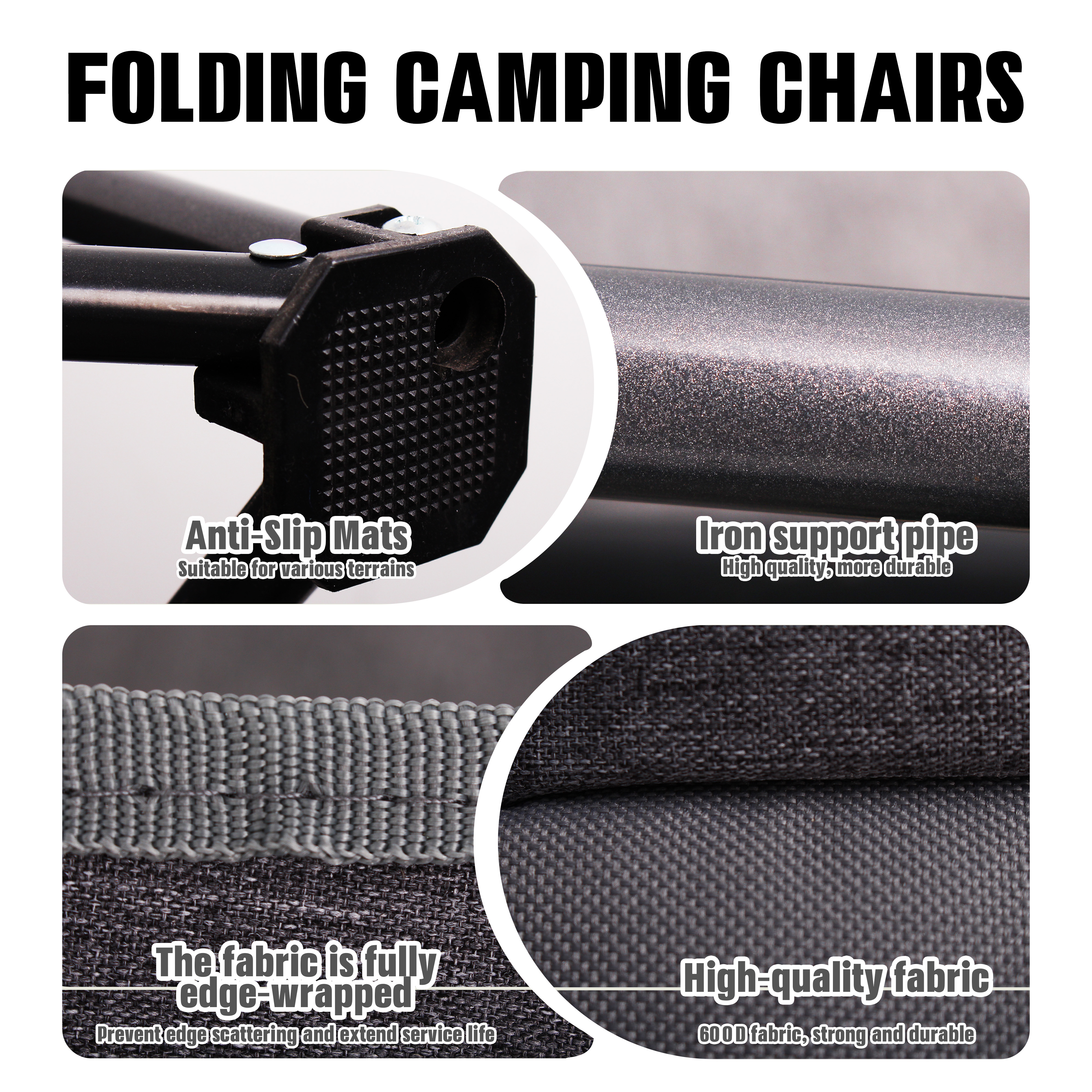 Oversized Fully Padded Camping Chair, Heavy Duty 650LB Folding Camping Loveseat, Quad Fold Double Camping Couch with Cup Holders & Carry Bag for Outdoor, Lawn, Sports Events