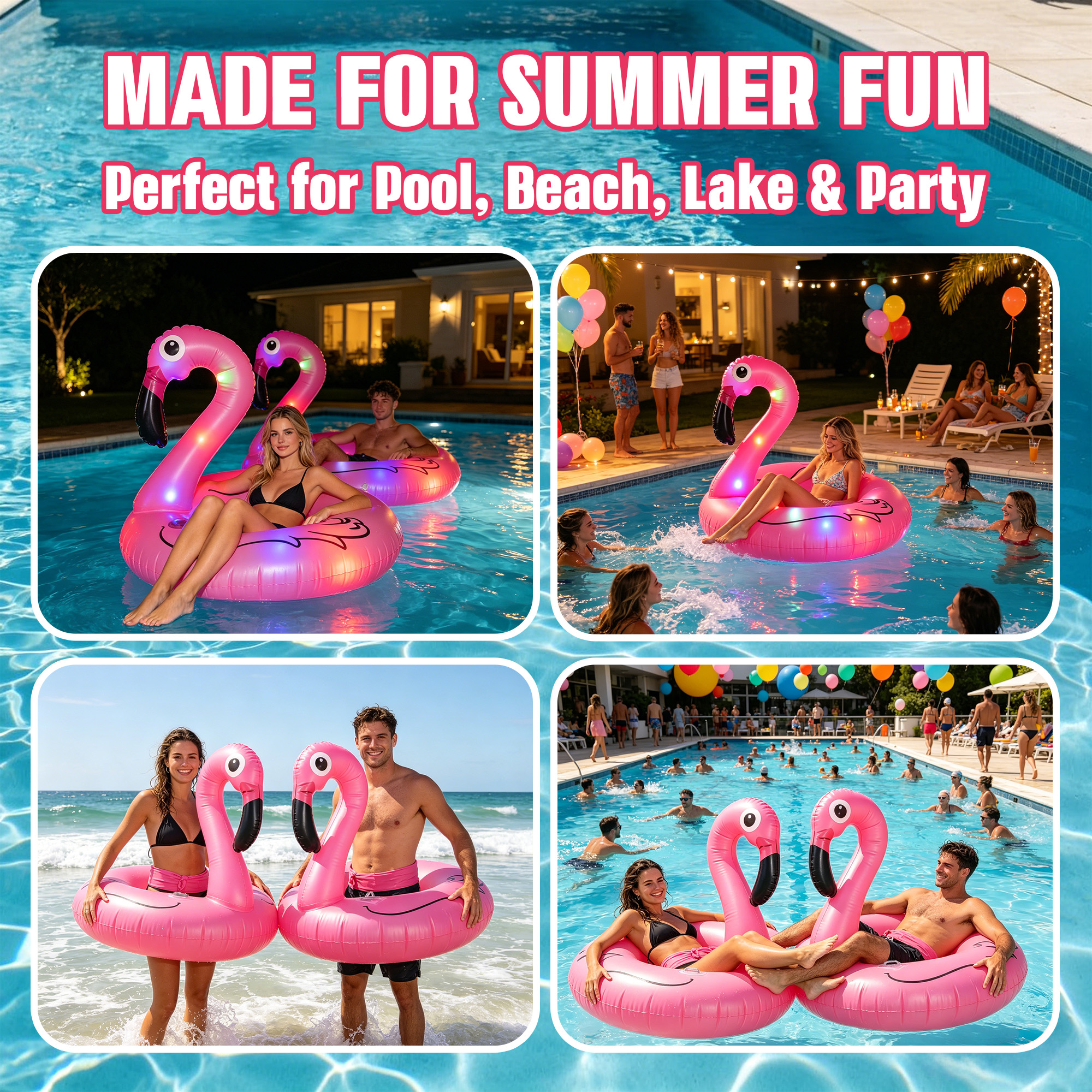 Solar Inflatable Swan Pool Floats with Lights, LED RGB Color Changing Light Up Pool Floats Adult, 42'' Large Swan Pool Floaties, Lake Floats Summer Pool Raft Lounge for Adults