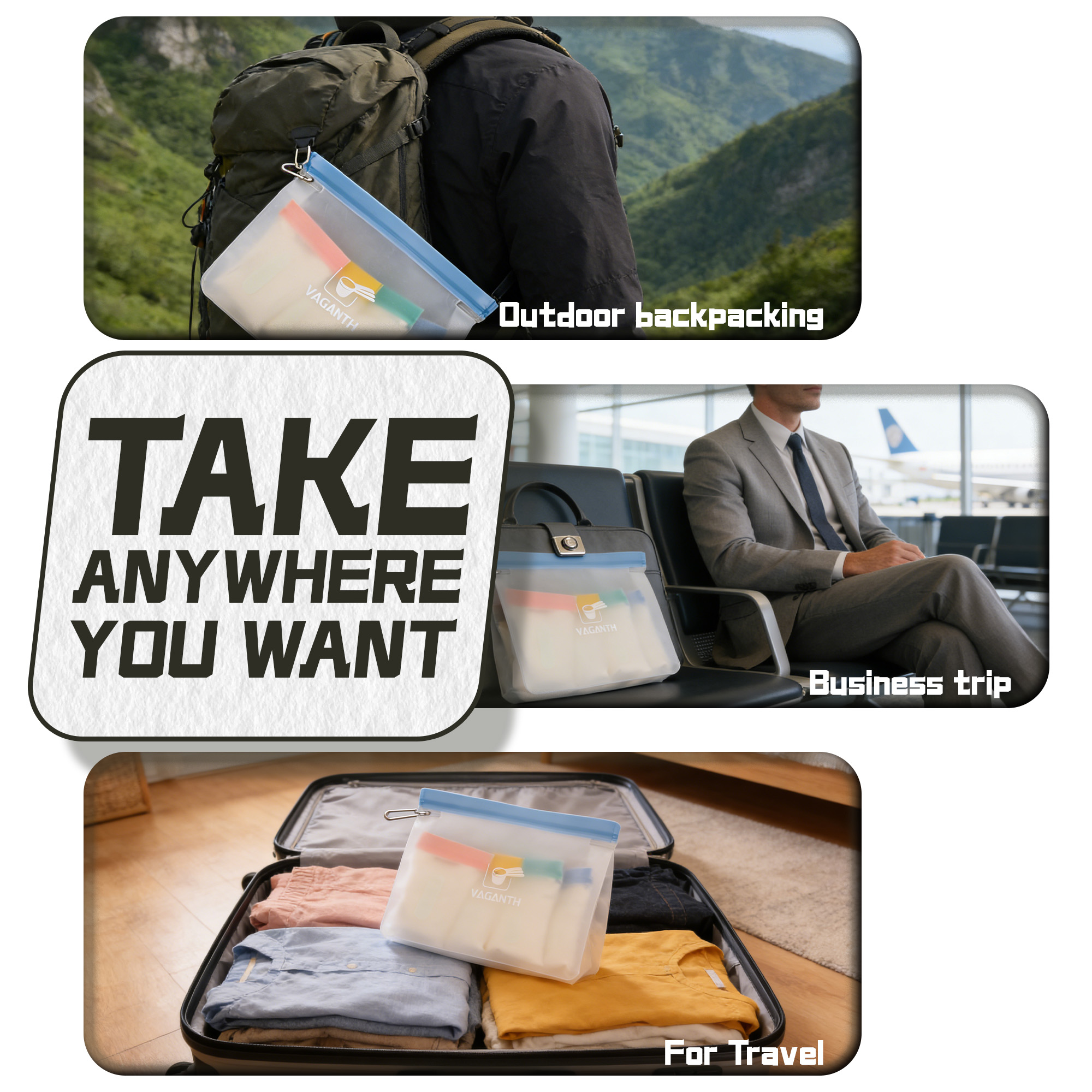 Reusable Protein Powder Container To Go, Protein Powder Travel Container Set, 3 pack