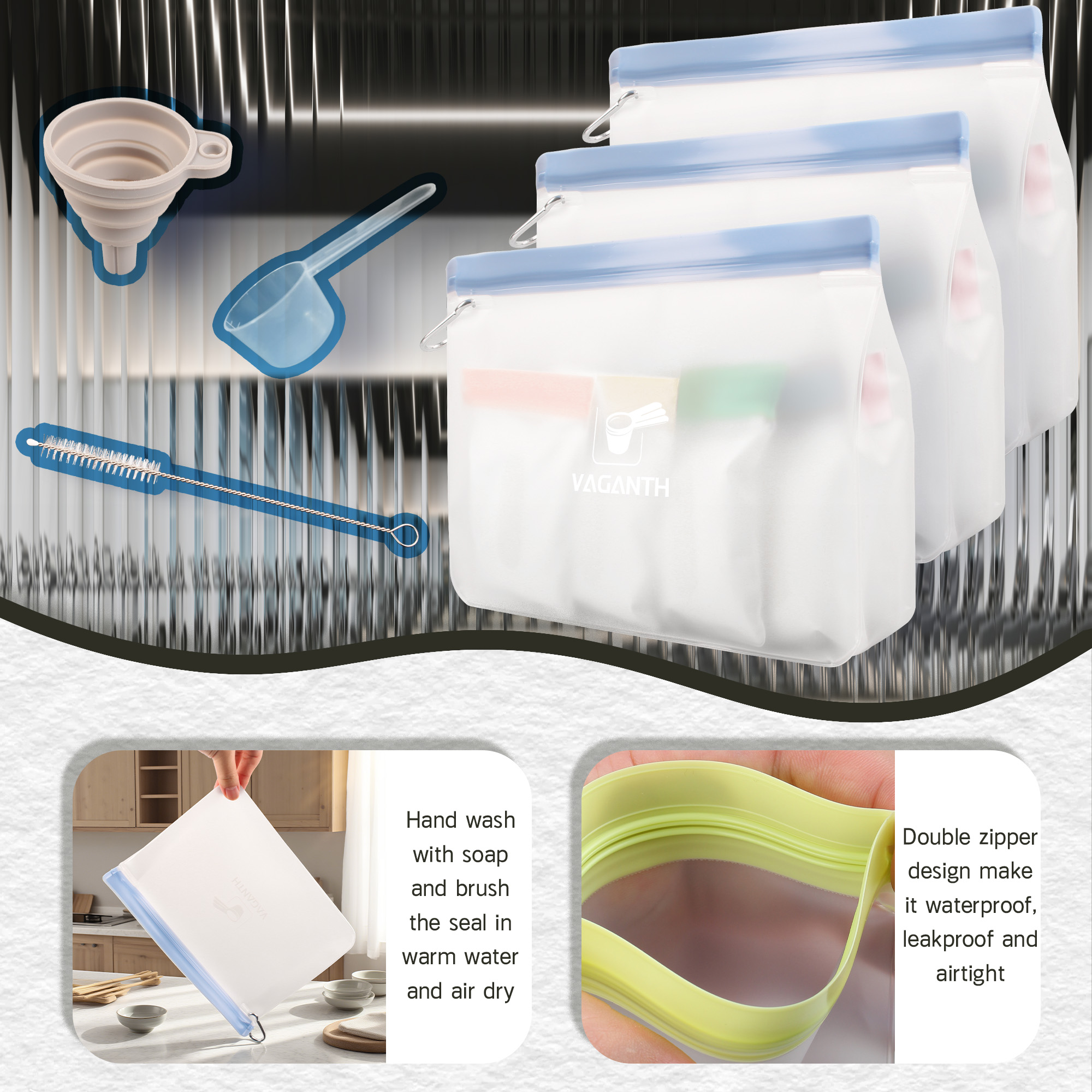 Reusable Protein Powder Container To Go, Protein Powder Travel Container Set, 3 pack