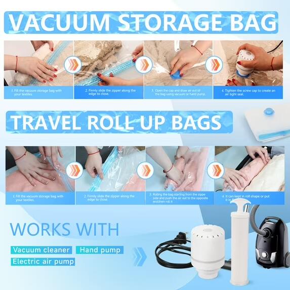 Farest 10 Pack XXL Jumbo Vacuum Storage Bags with Electric Air Pump, Space Saver Bags,Compression for Comforters and Blankets,Duvets,Pillows,Travel(47.2x35 in)
