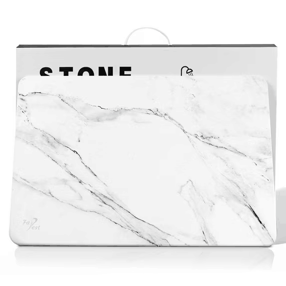 Stone Bath Mat, Diatomaceous Earth Fast-Drying & Absorbent Shower Mat, Non-Slip Diatomite Bathroom Floor Mat for Bathtub, White Marble