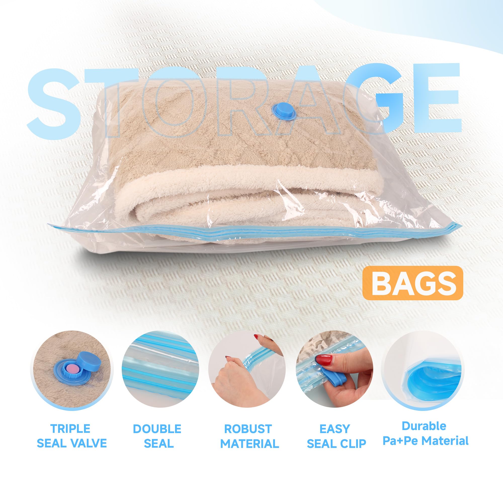 Farest 30 Pack Vacuum Storage Bags with Electric Air Pump, Space Saver for Clothes, Bedding & Travel