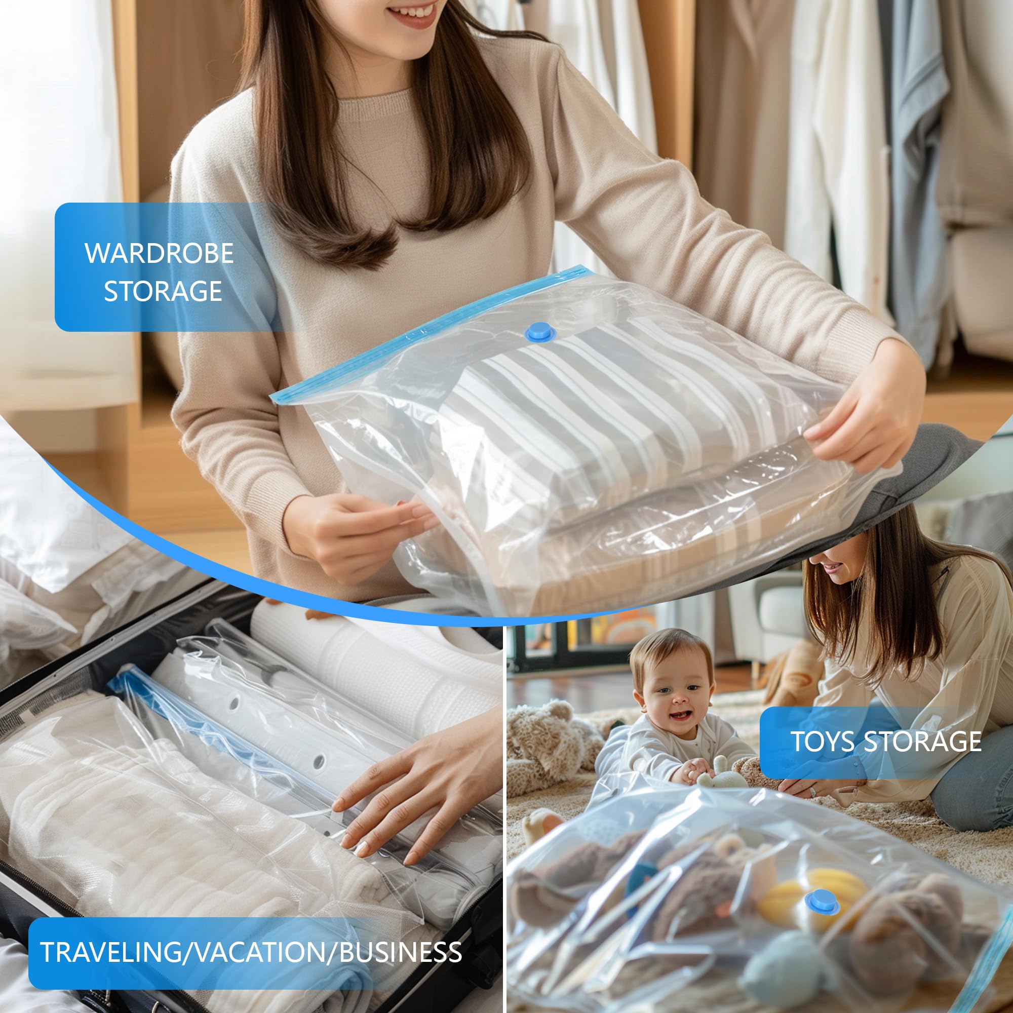Farest 30 Pack Vacuum Storage Bags with Electric Air Pump, Space Saver for Clothes, Bedding & Travel