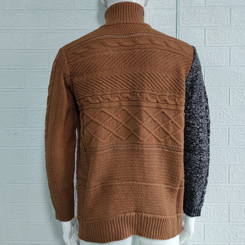 color-block knitted cardigan sweater