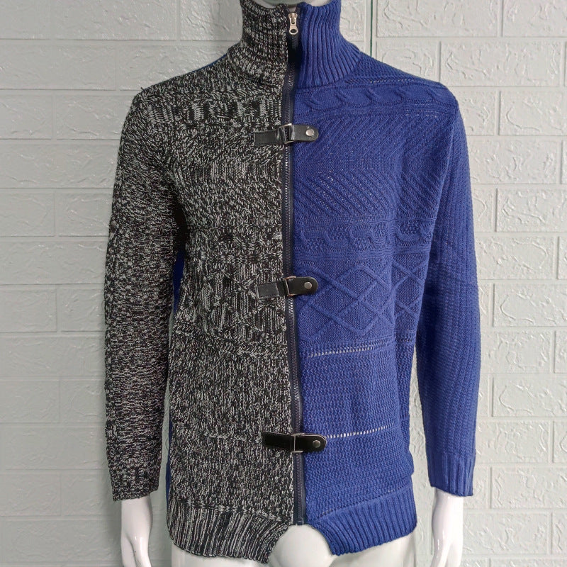 color-block knitted cardigan sweater