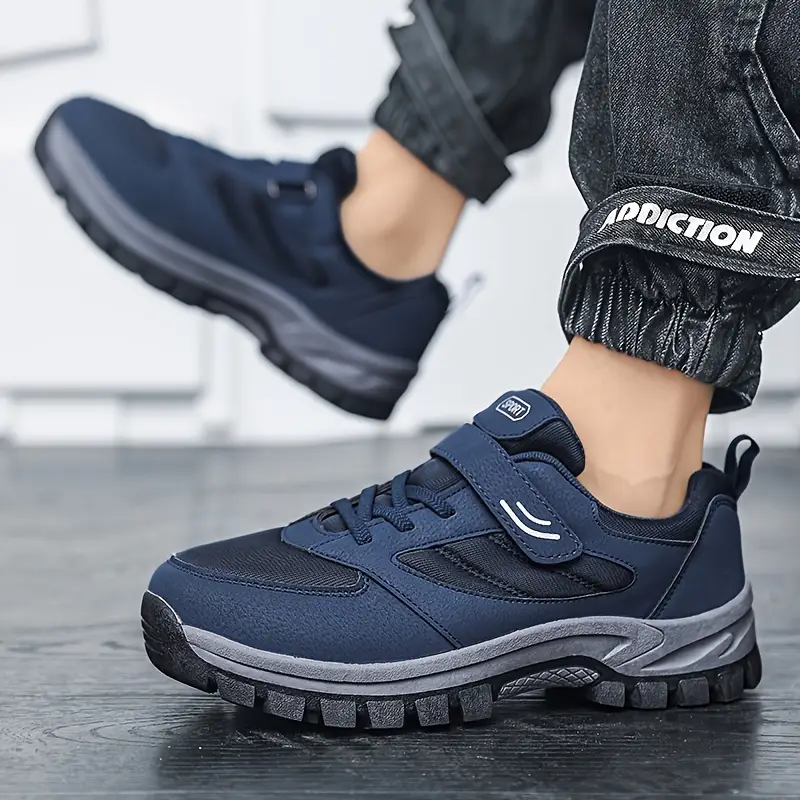 mens breathable casual shoes with hook and loop fastener comfy soft sole sneakers for outdoor jogging spring and summer details 12