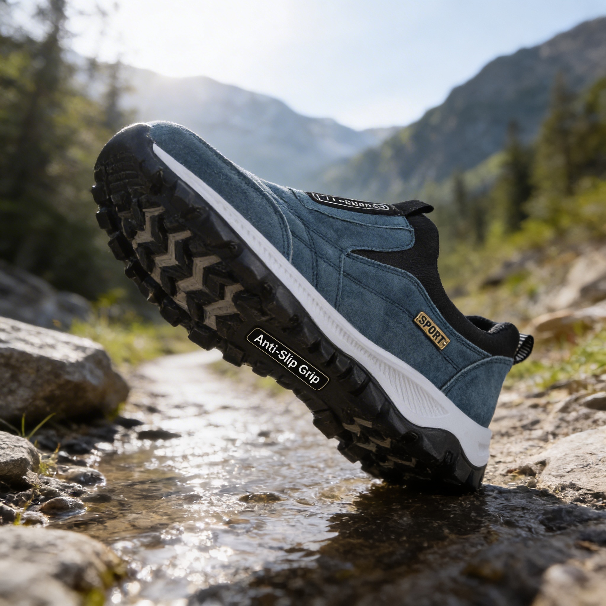 Shoe detail highlighting ultralight construction