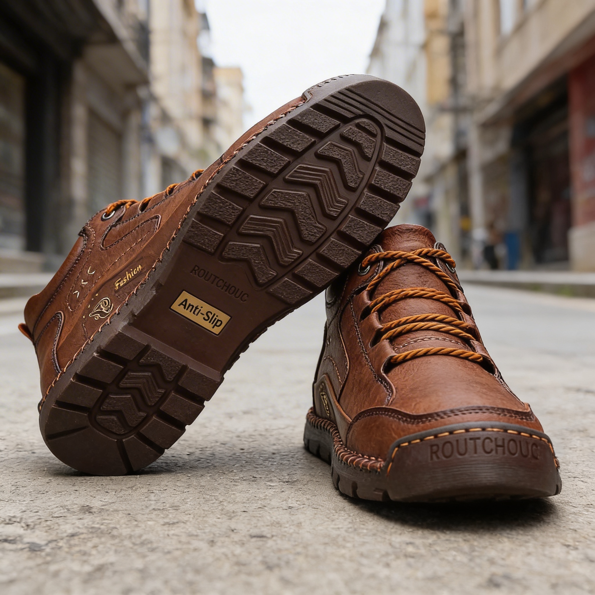 Close-up of full-grain leather texture