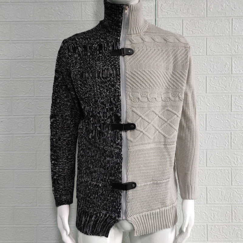 color-block knitted cardigan sweater