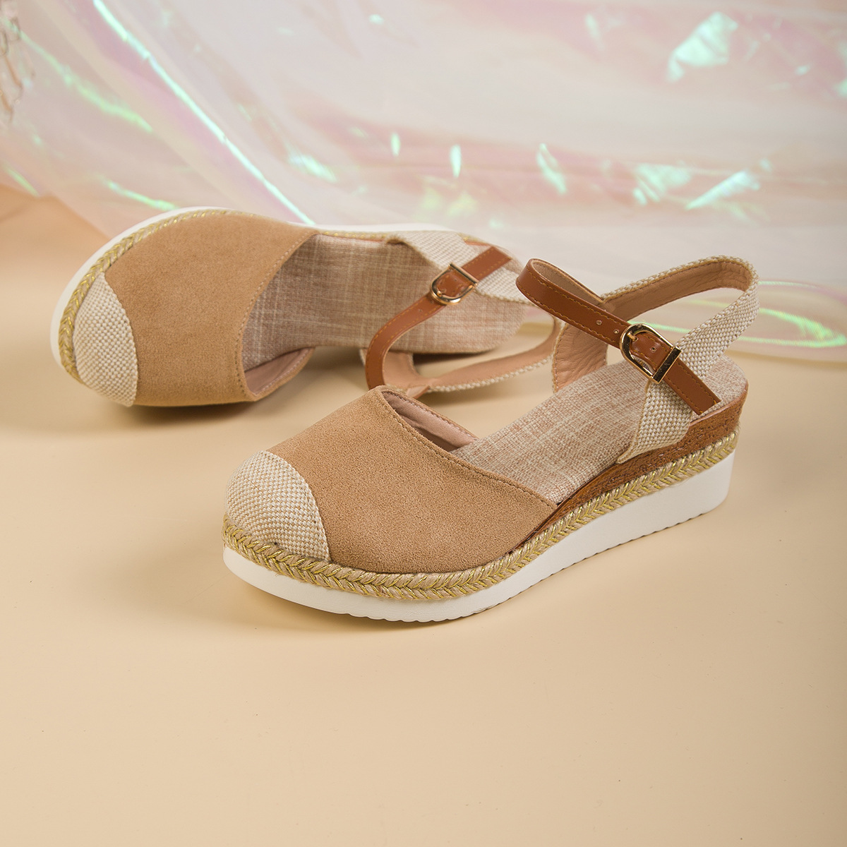 Lightweight Hemp Rope Braided Buckle Thick Sole Sandals