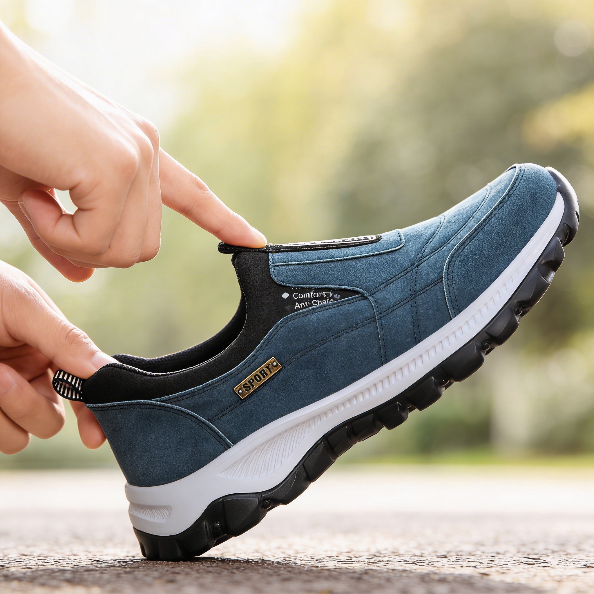 Shoe in a wet environment, showcasing waterproof feature