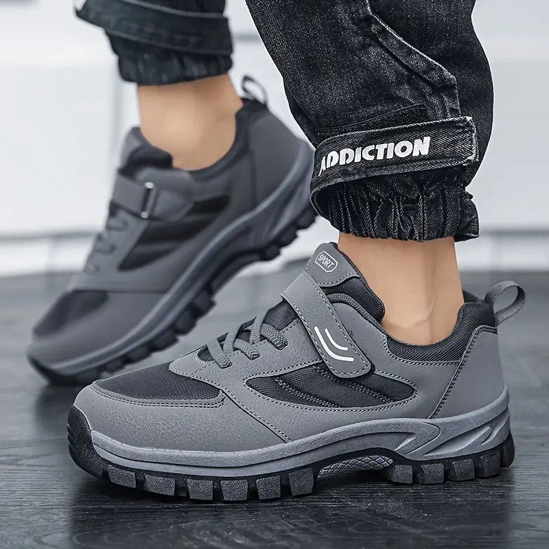 mens breathable casual shoes with hook and loop fastener comfy soft sole sneakers for outdoor jogging spring and summer details 16