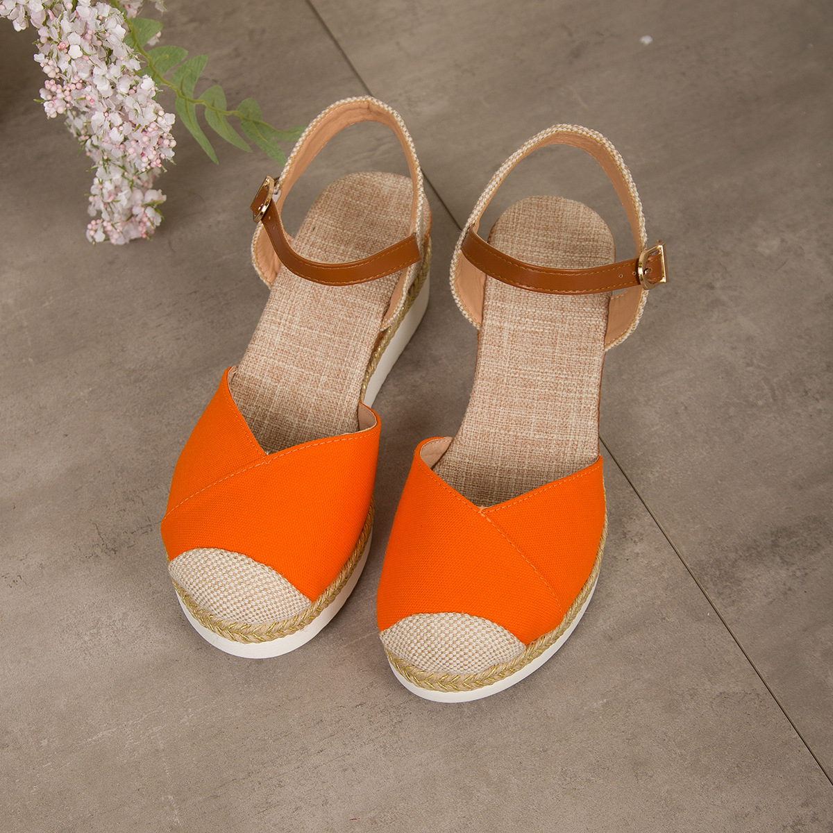 Lightweight Hemp Rope Braided Buckle Thick Sole Sandals