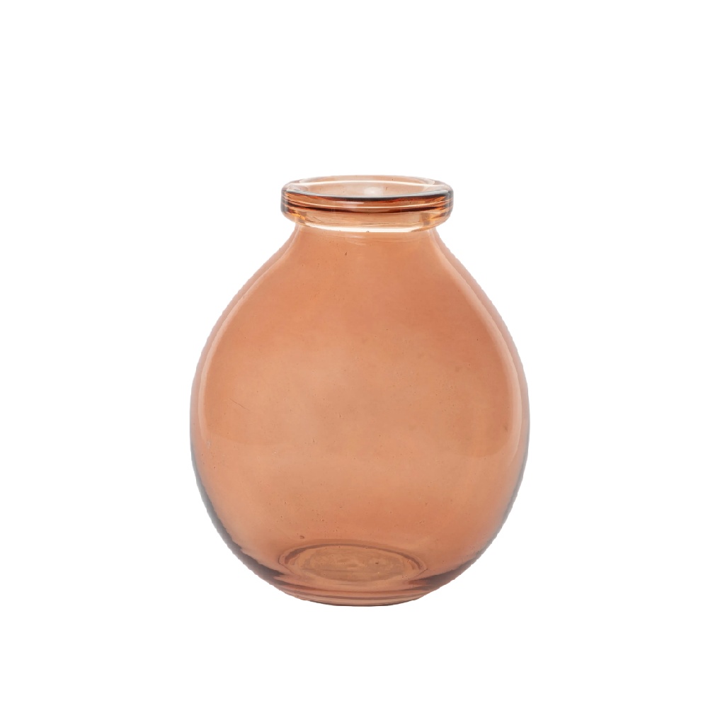 Jarrón Redondo de Vidrio Ámbar-agriculture-ehime.space