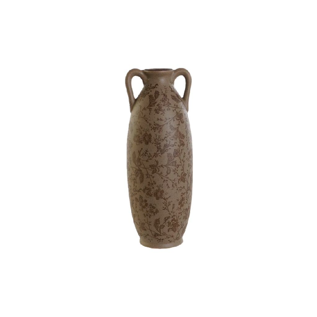 Jarrón de Cerámica Estilo Vintage con Impresión Floral y Asas-agriculture-ehime.space