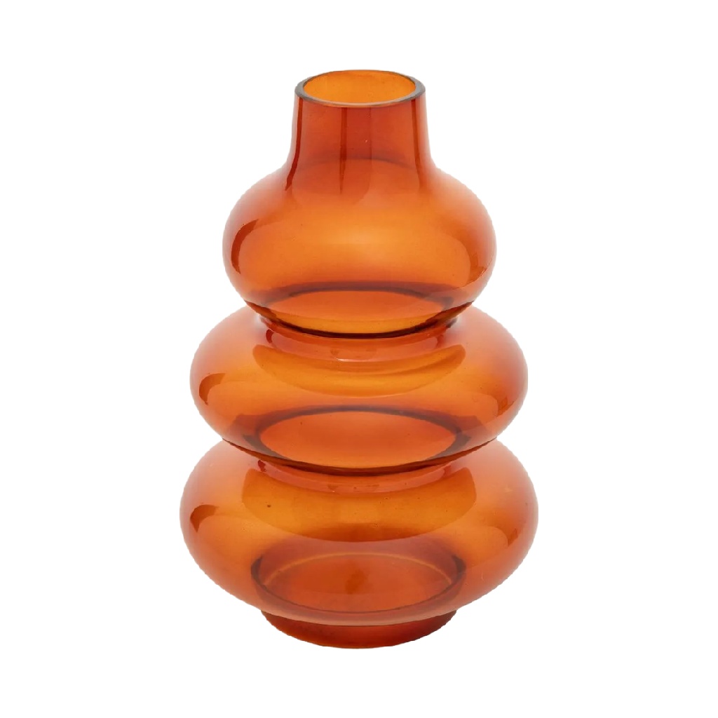 Jarrón de Vidrio Ámbar Apilado-agriculture-ehime.space