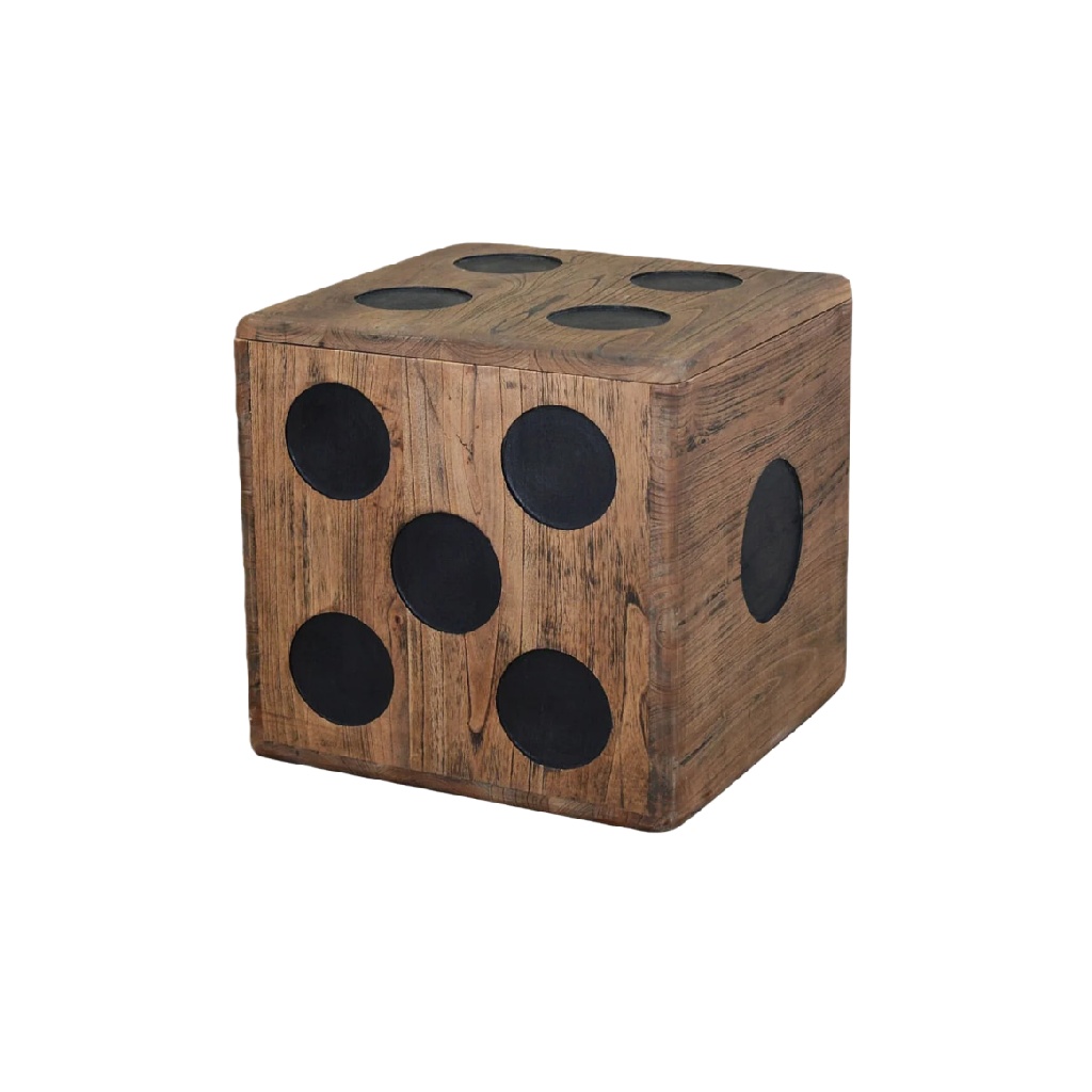 Caja decorativa de madera maciza en forma de dado, baúl de almacenamiento estilo rústico-agriculture-ehime.space