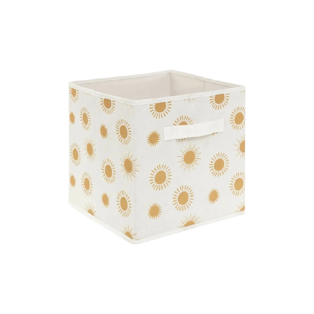 Caja organizadora de tela plegable con estampado de sol, cubo de almacenamiento decorativo-agriculture-ehime.space