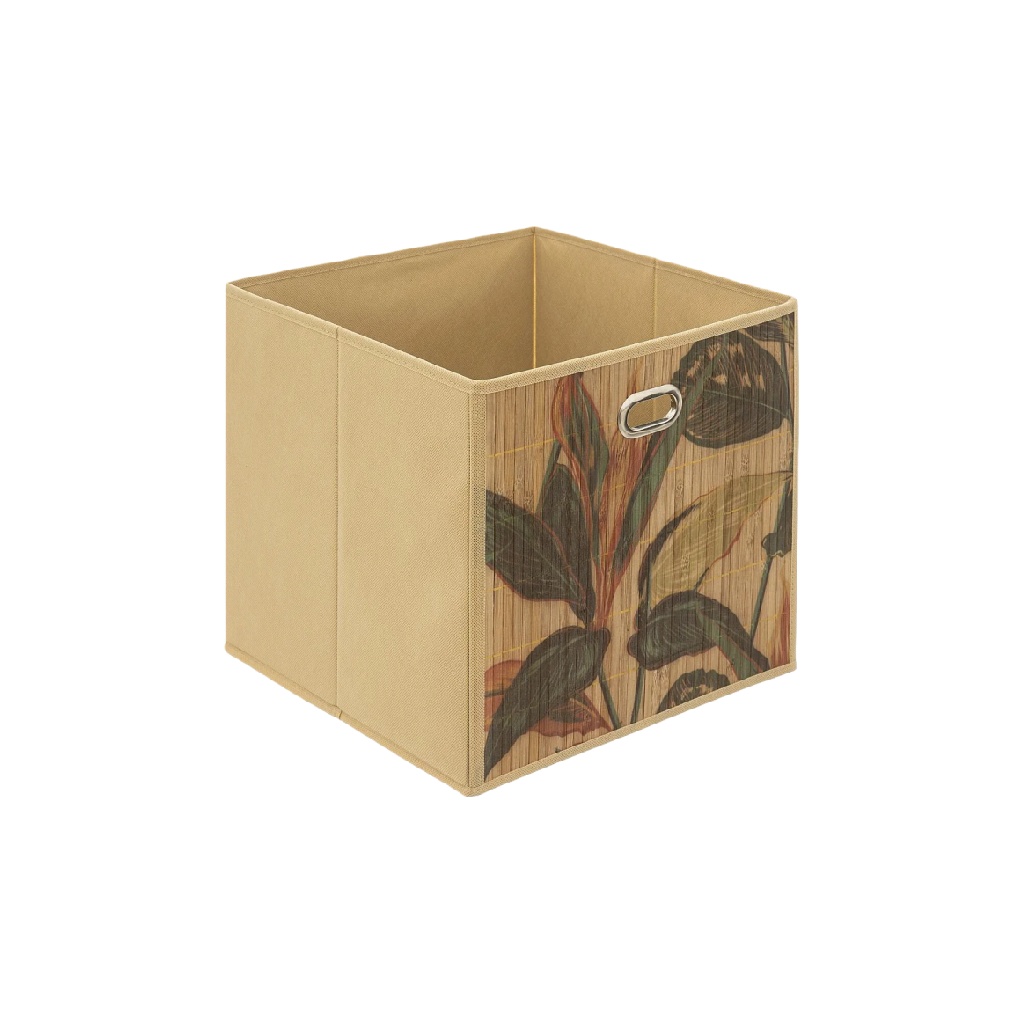 Caja organizadora con diseño de hojas y asa metálica-agriculture-ehime.space