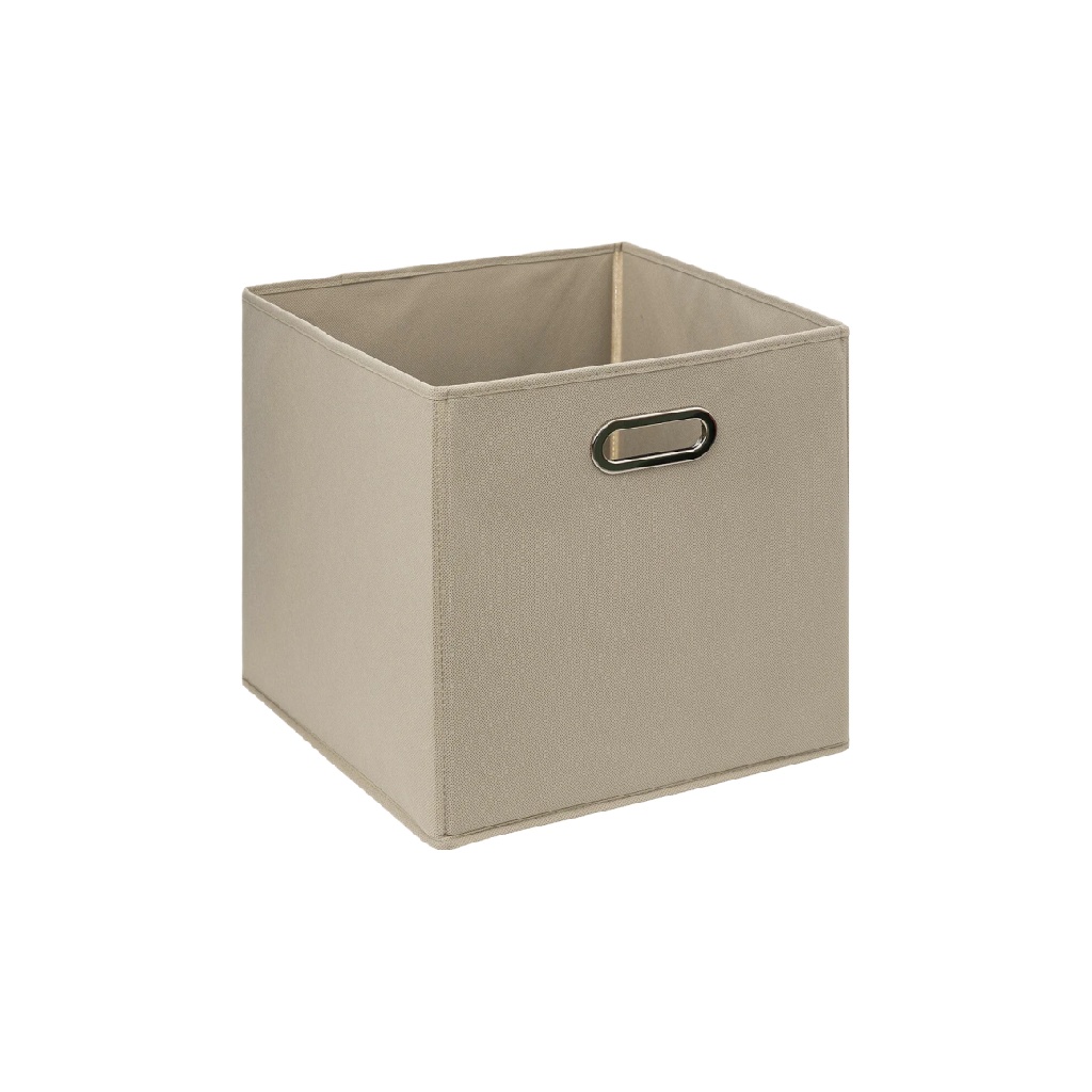 Caja de almacenamiento beige con asa metálica-agriculture-ehime.space