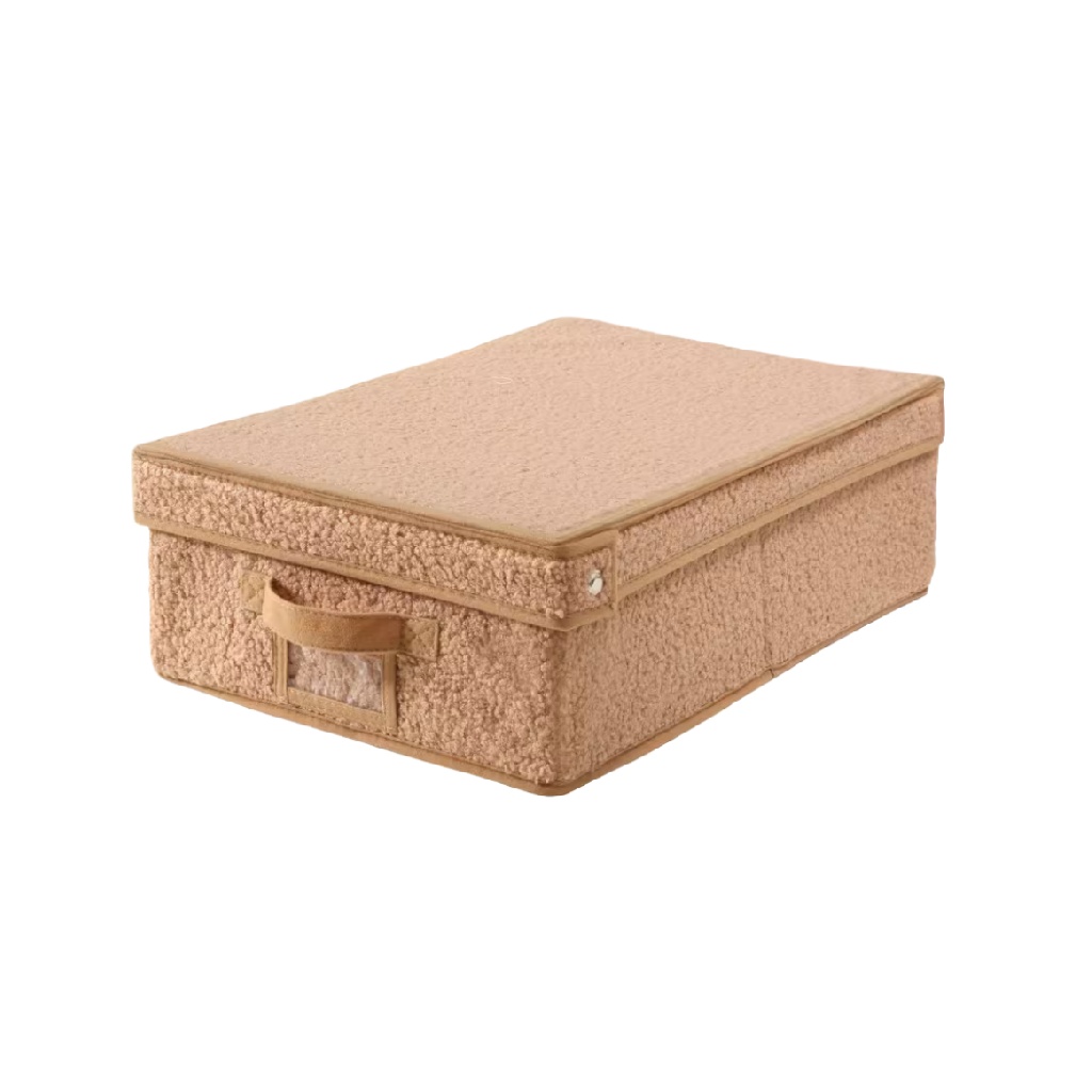 Caja de Almacenaje de Tela Beige con Asa-agriculture-ehime.space