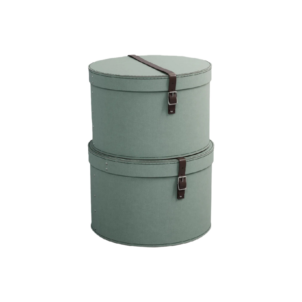 Juego de Cajas de Almacenaje Redondas con Correa de Cuero-agriculture-ehime.space