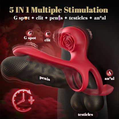 😍Vibrating Cock Ring Rose Couple Sex Toy - G Spot Vibrator✨