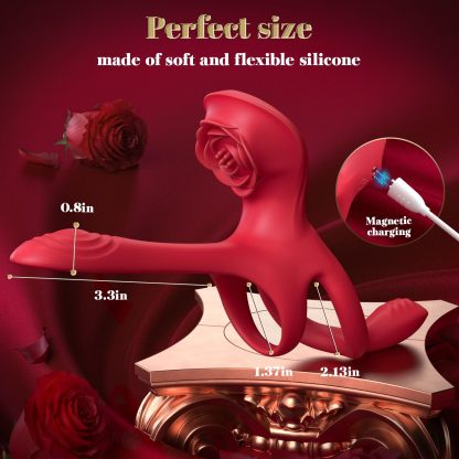 😍Vibrating Cock Ring Rose Couple Sex Toy - G Spot Vibrator✨