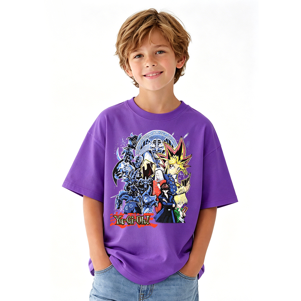 Yu-Gi-Oh! Anime Graphic T-Shirt for Kids Cartoon Print Cotton Tee
